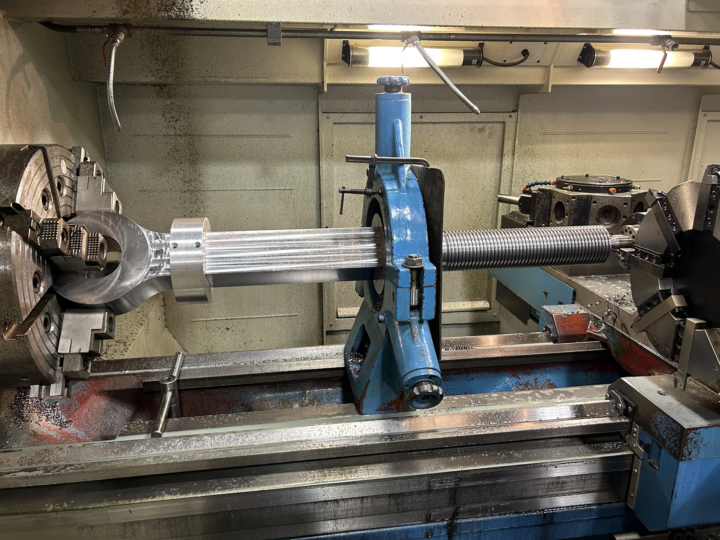 The last step was to turn the 3 3/4 inch acme threads onto the ends of the eyebolts.
