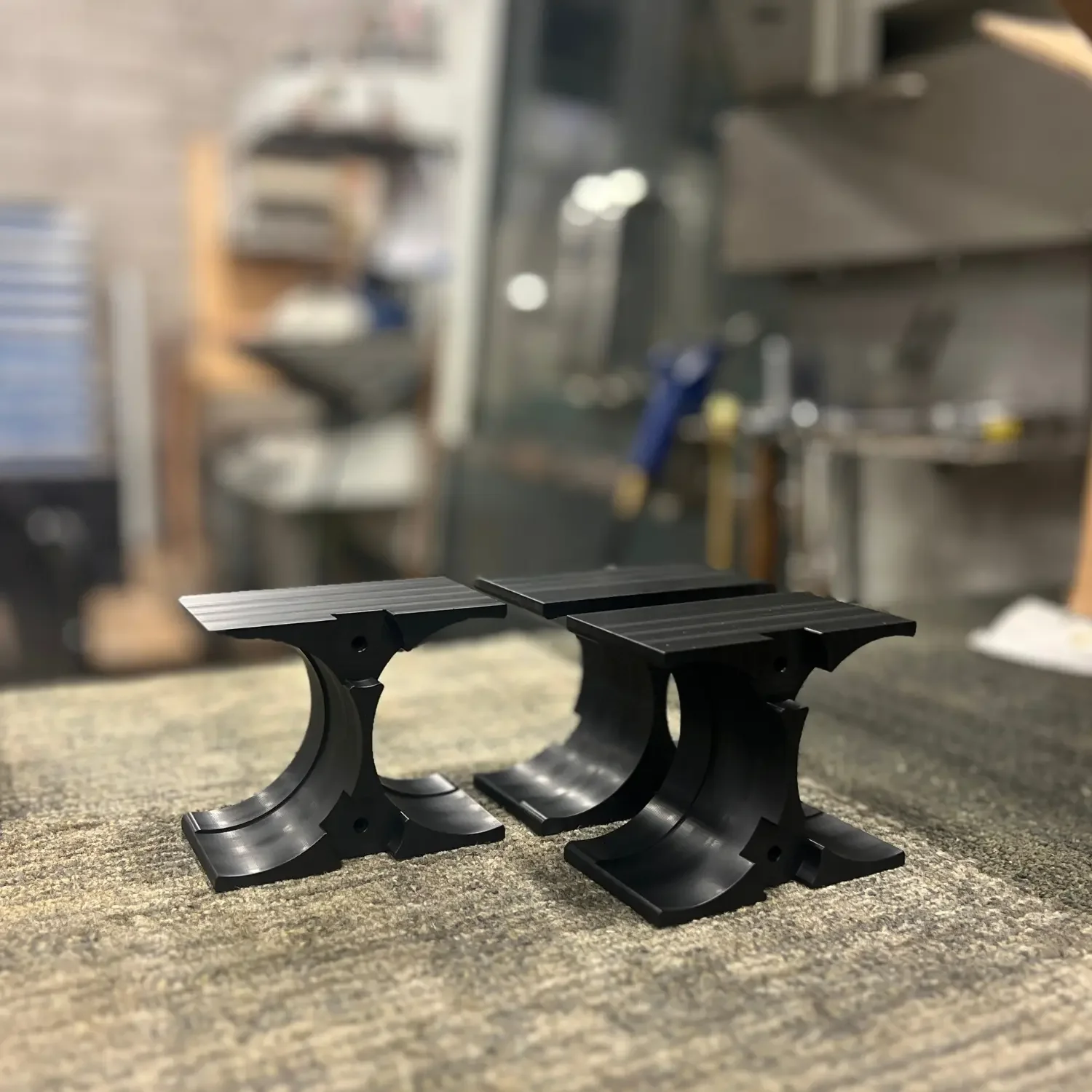 Finished CNC-machined acetal components after production.