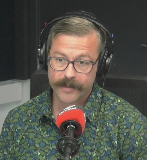 John-Paul being interviewed at CBC Radio’s Calgary studio