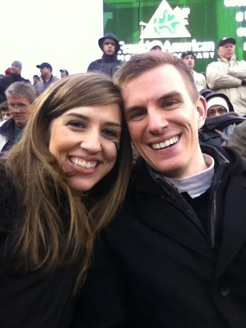 Nick and Lauren cheer on the Commodores at the 2012 Music City Bowl.