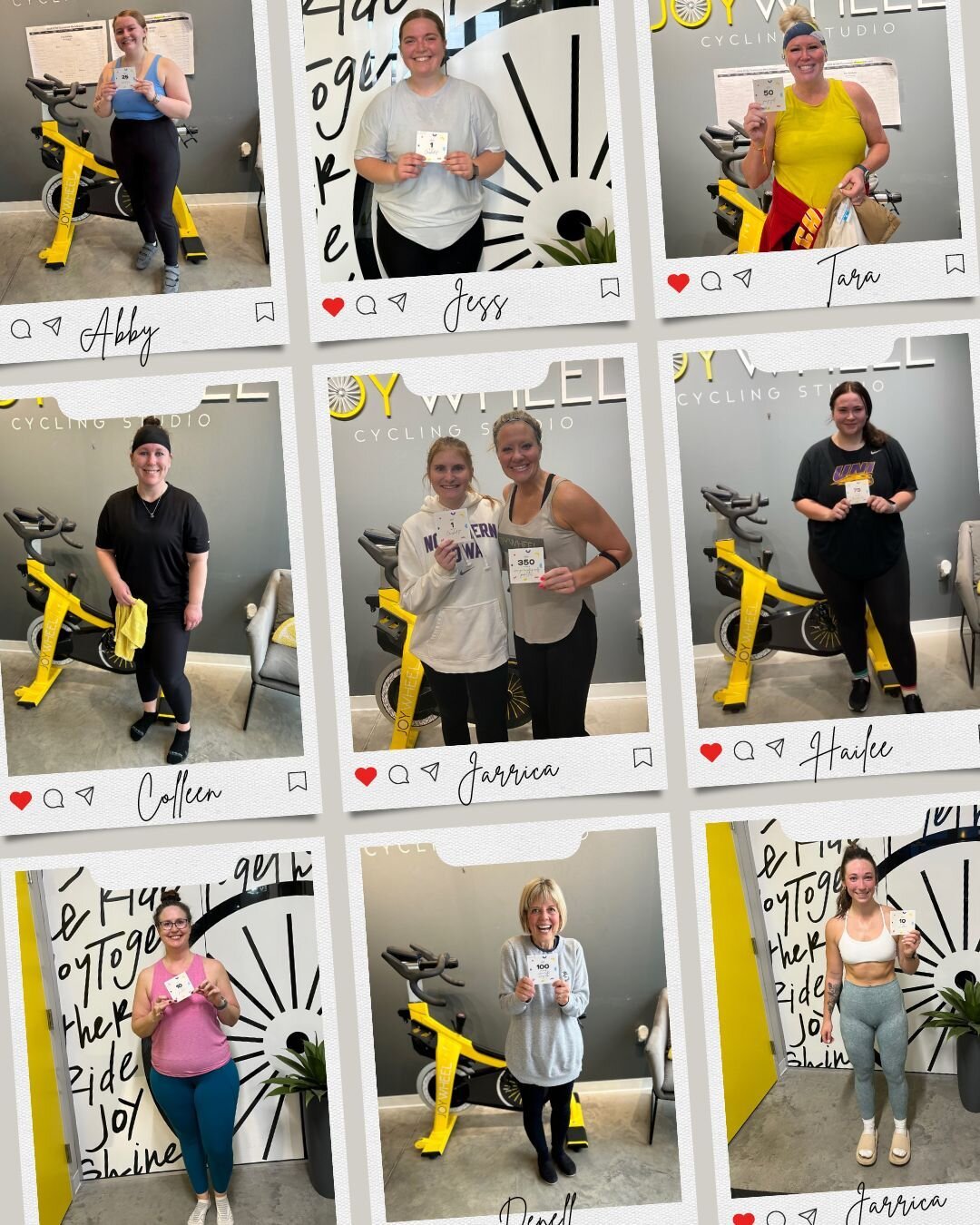 Congrats to this week's milestone rides and PR's! We love to see it! 👏🏼 🔥 🙌

✨ Tonya M - 350 Rides
✨ Brad D - 250 Rides
✨ Denell H - 100 Rides
✨ Jarrica S - 10 Rides
✨ Hailee B - 75 Rides
✨ Tara H - 50 Rides
✨ Hillary F - 10 Rides
✨ Maddie - 1st 