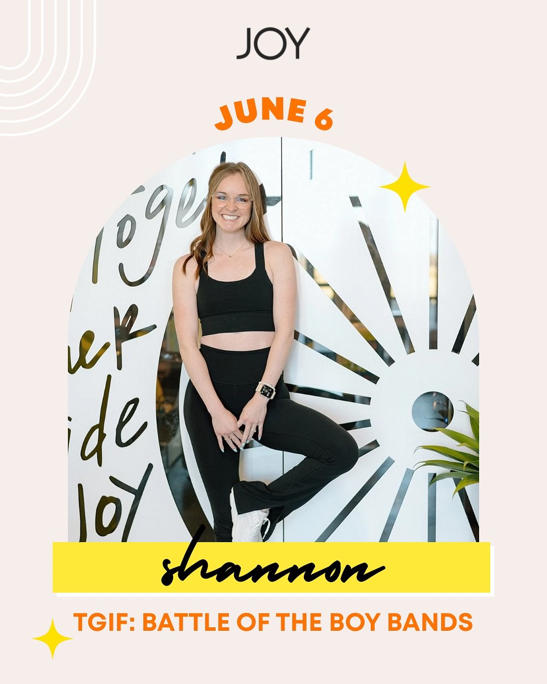 HERE WE GO!! 🏁
Our favorite summer happy hour series returns this Friday with Coach Shannon kicking off the party at 5:15pm!  30 minutes of your favorite boy bands battling it out. Drop her a comment with a song rec!! 🎤🥳🍻