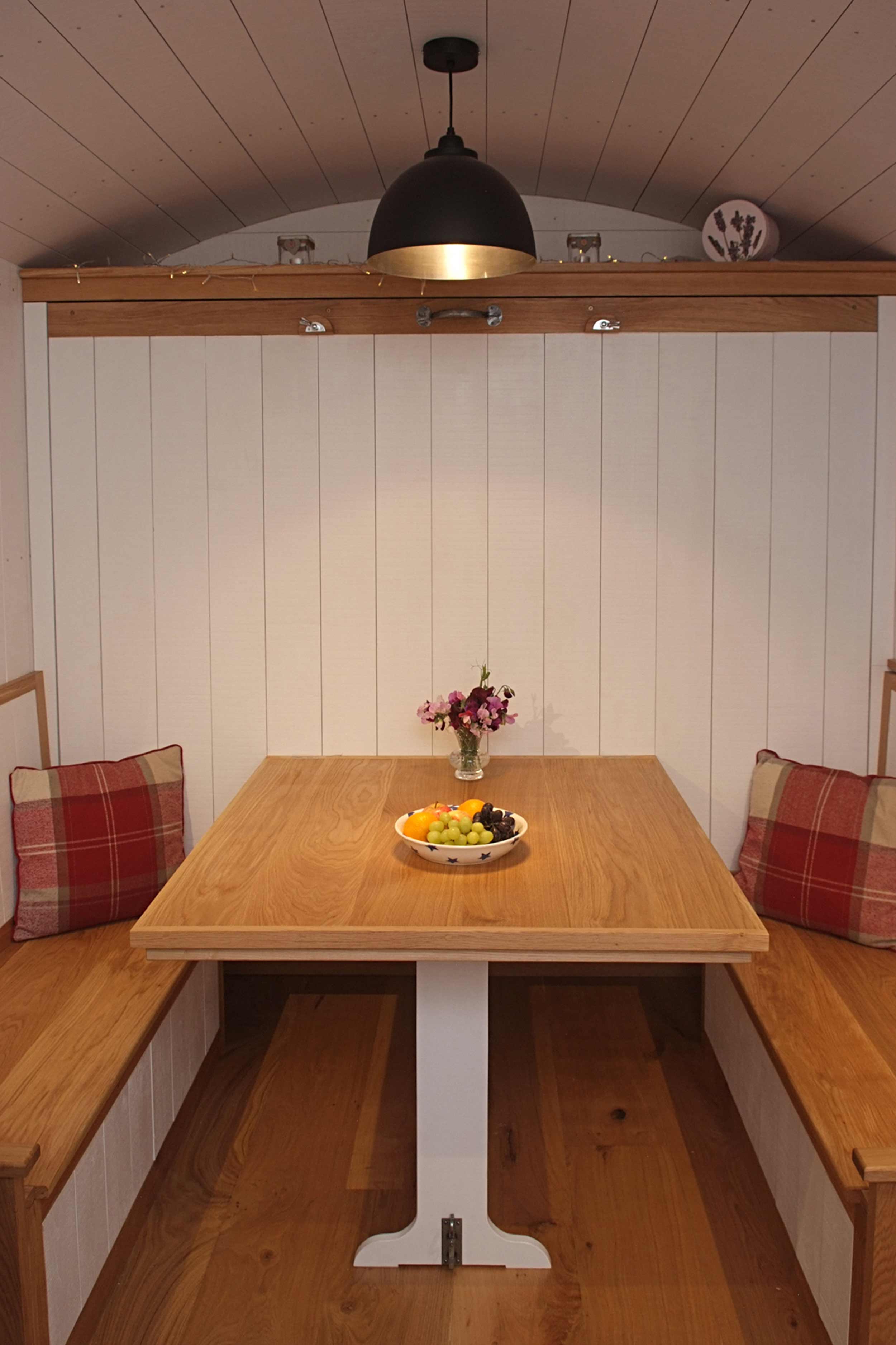 Shepherds Hut Drop Down Table in Down Position