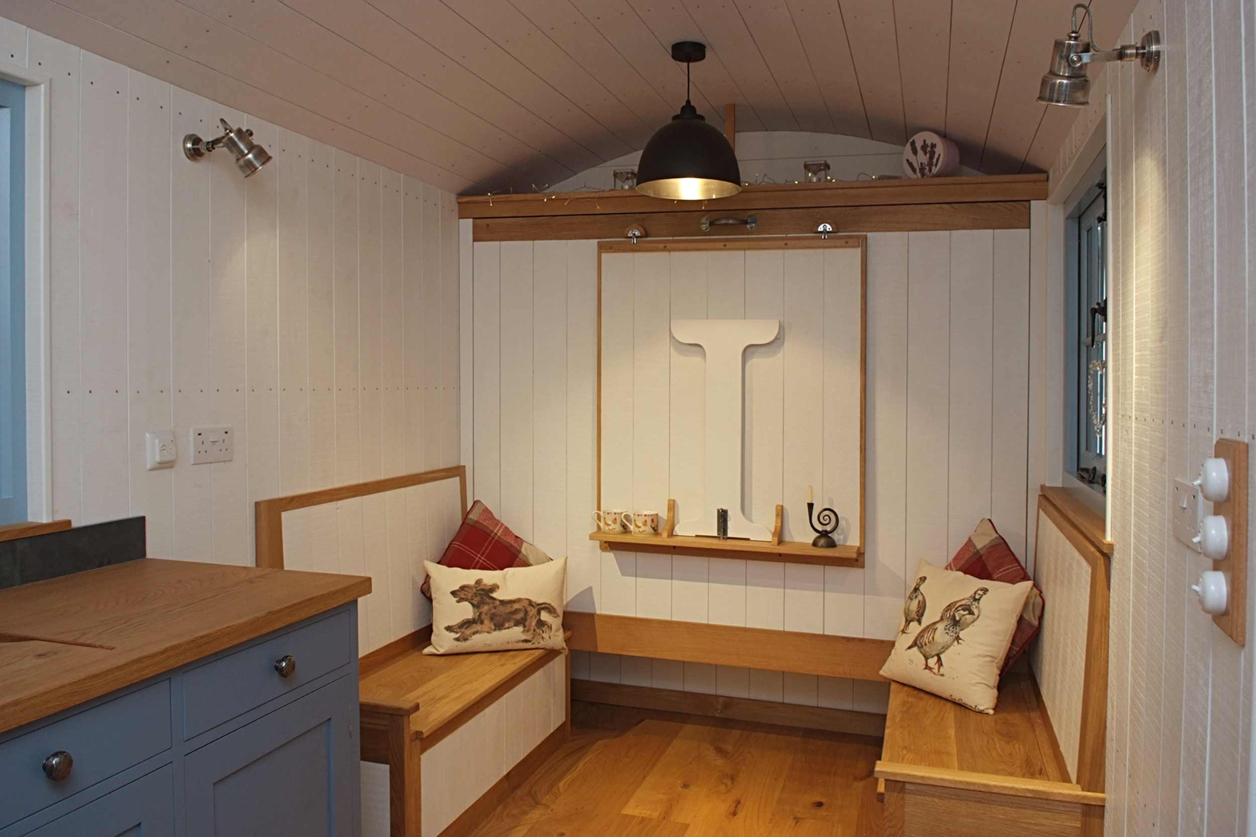 Shepherds Hut Fitted Seating Area