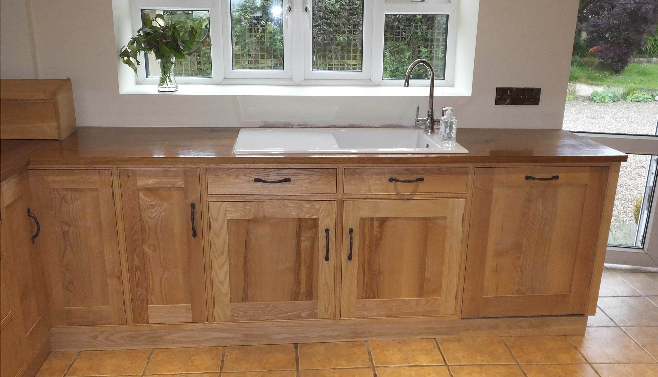 English Ash Sink Unit with Iroko Worktop