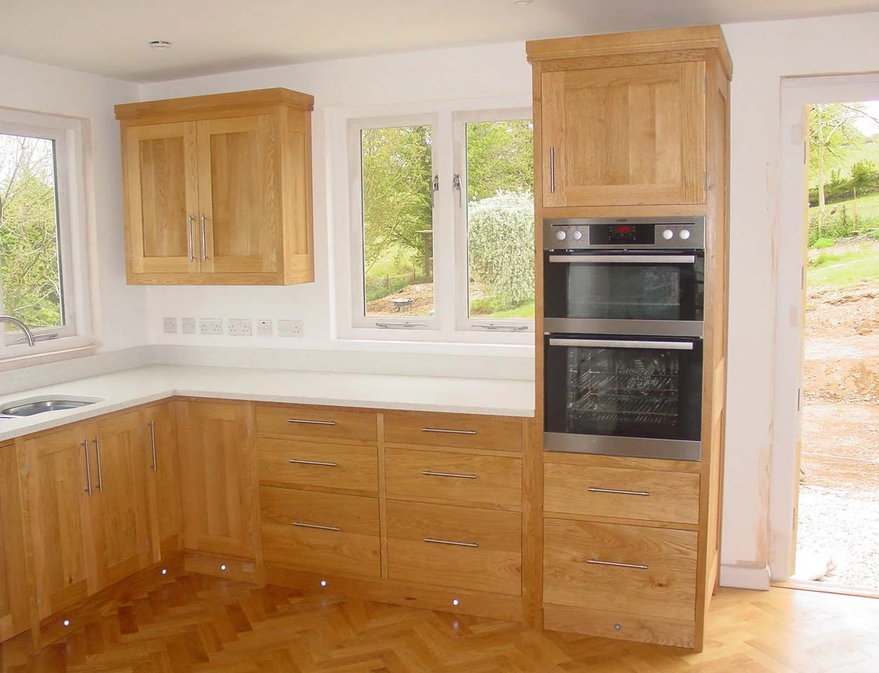 Full Height Oak Integrated Oven Unit
