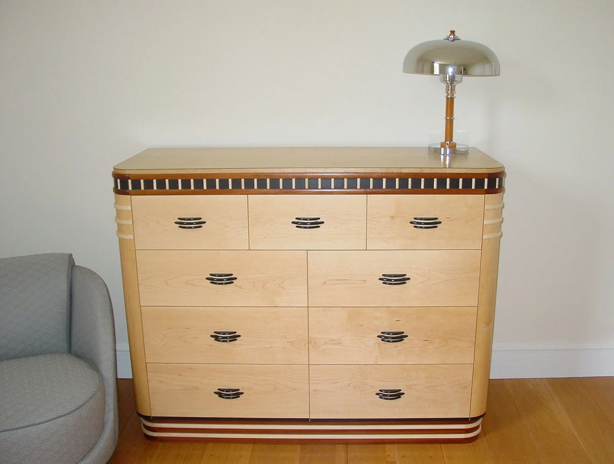 Maple & Ebony Art Deco Chest of Drawers