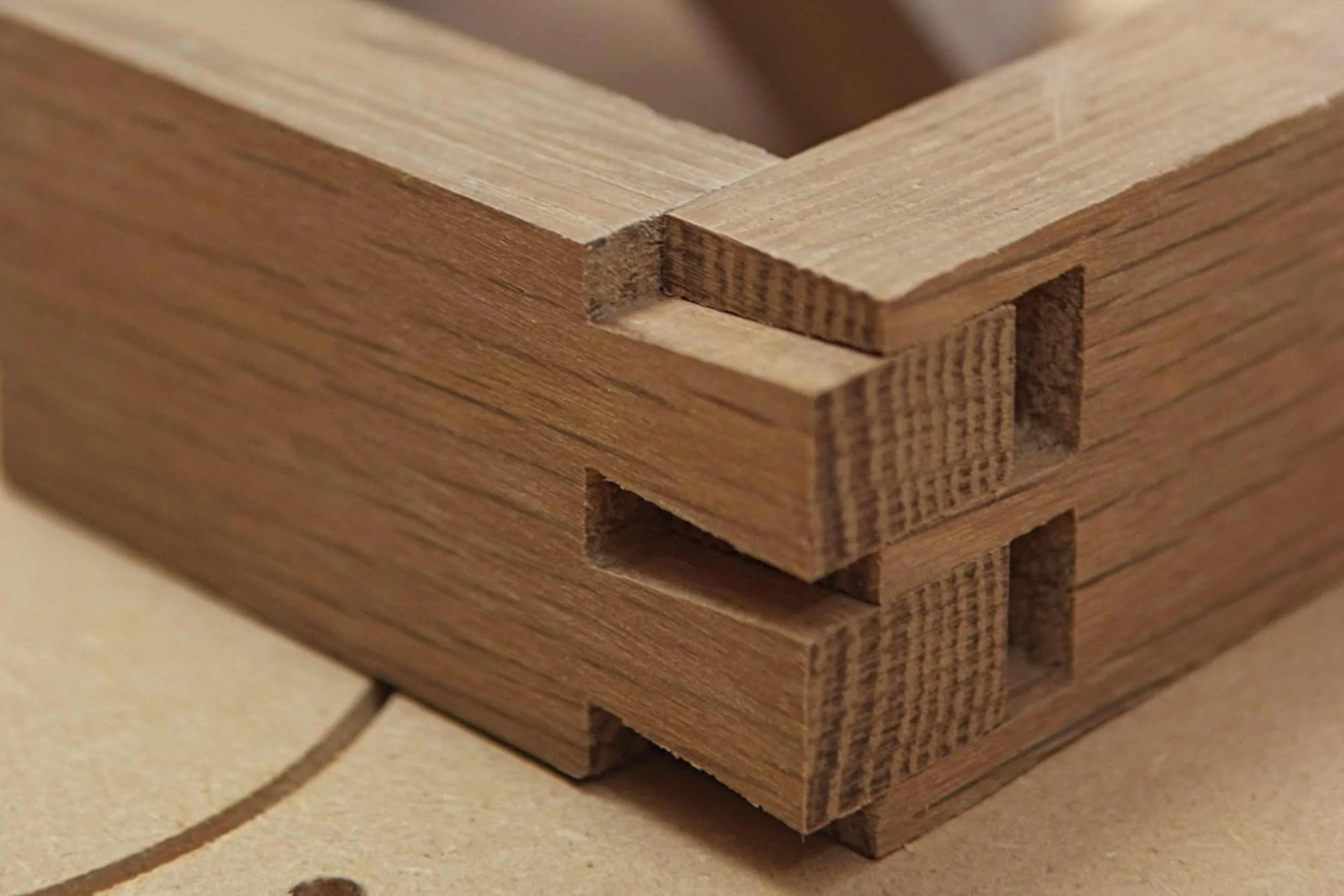 Hand cut dovetail joints before cleaning up and fitting