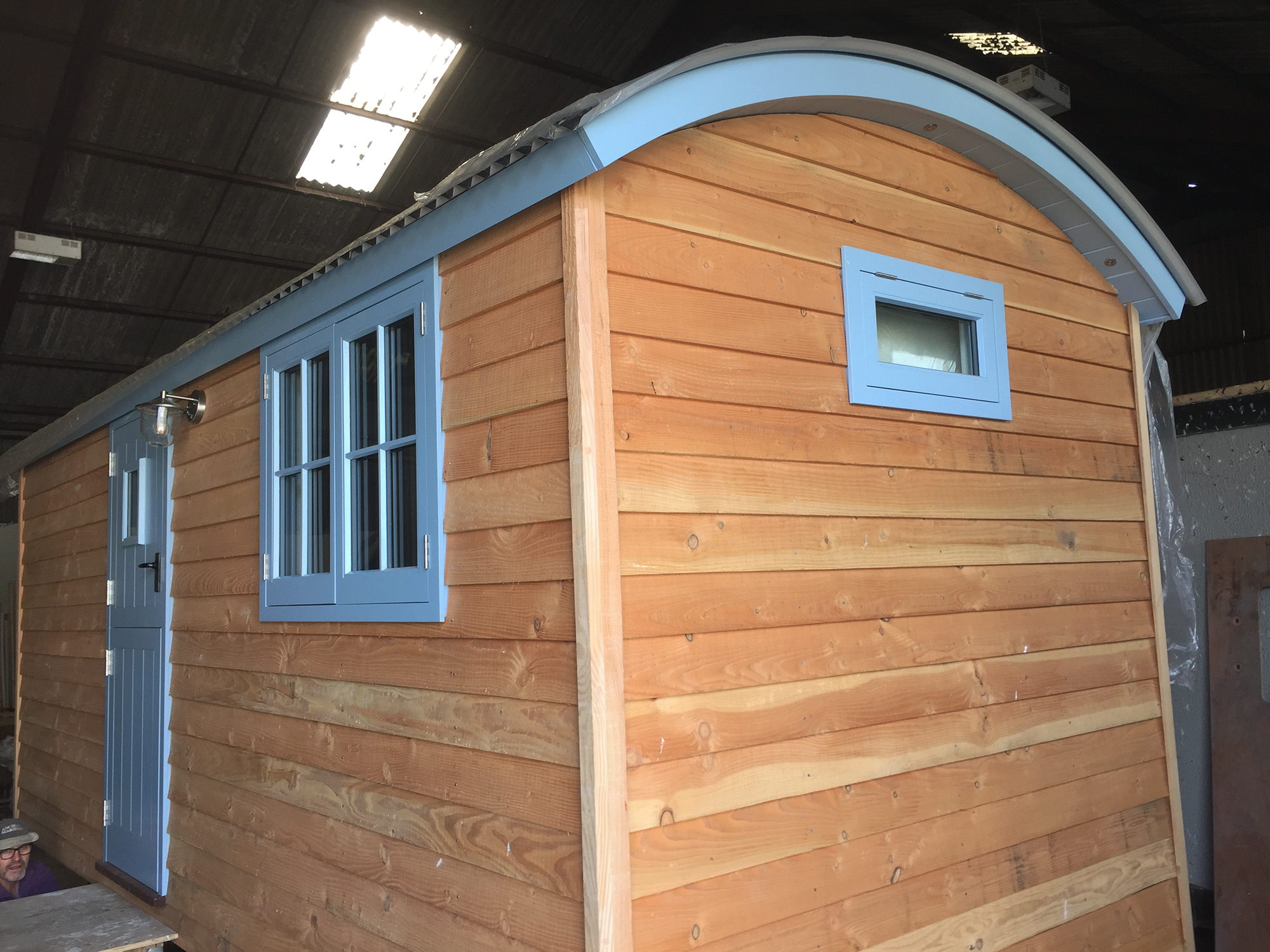 Exterior of Shepherd Hut during construction