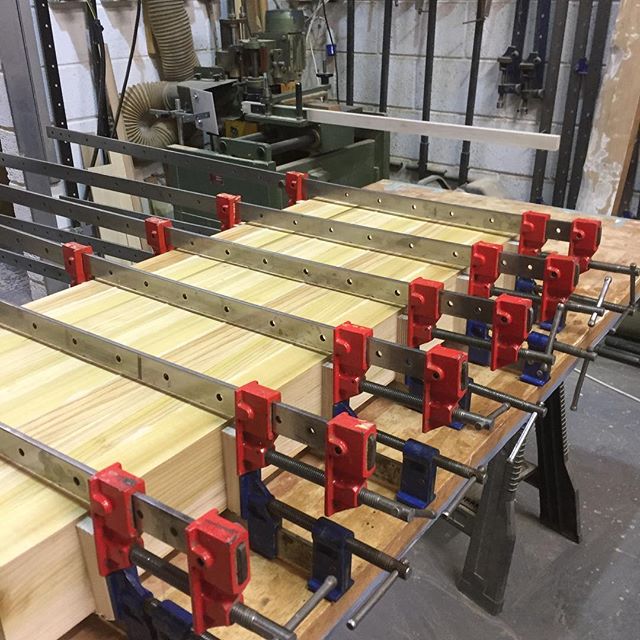 Center Island legs being laminated together