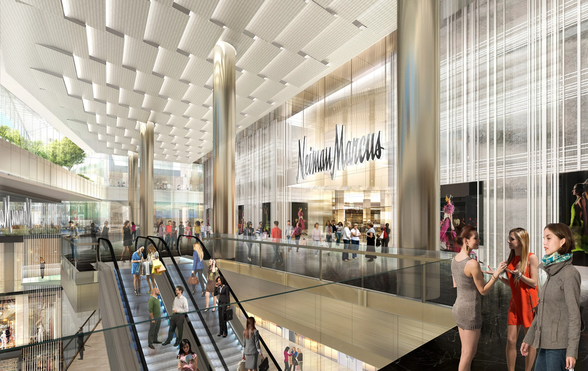 View of Neiman Marcus entrance from The Shops at Hudson Yards. Courtesy of Related-Oxford