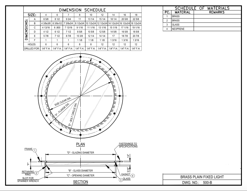 DWG 500-B - Brass Plain Fixed Light.png