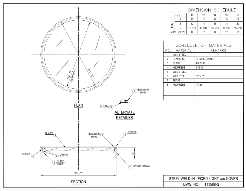 DWG 111588-S - Steel Weld In - Fixed Light W:O Cover.png