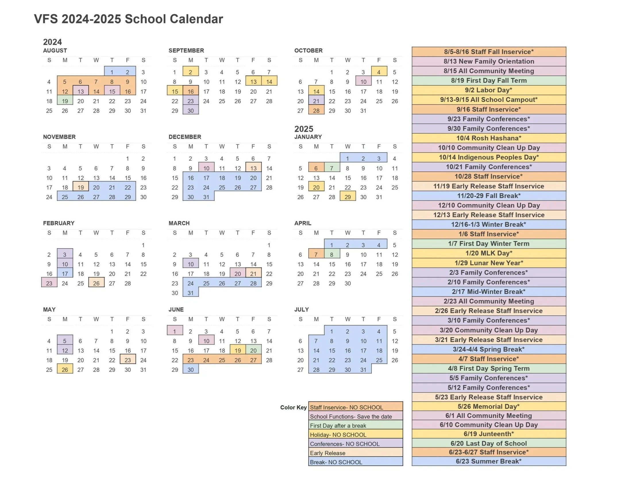Calendar The Village Free School
