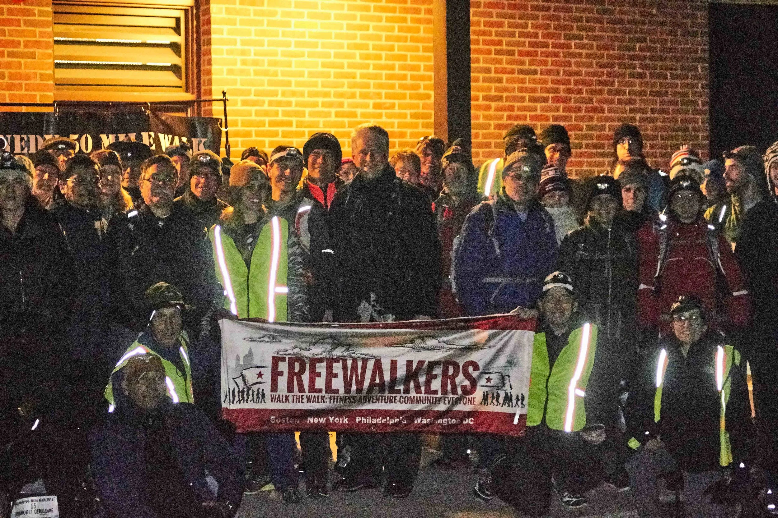 Group photo at start of 50-Mile Kennedy Walk 2018.