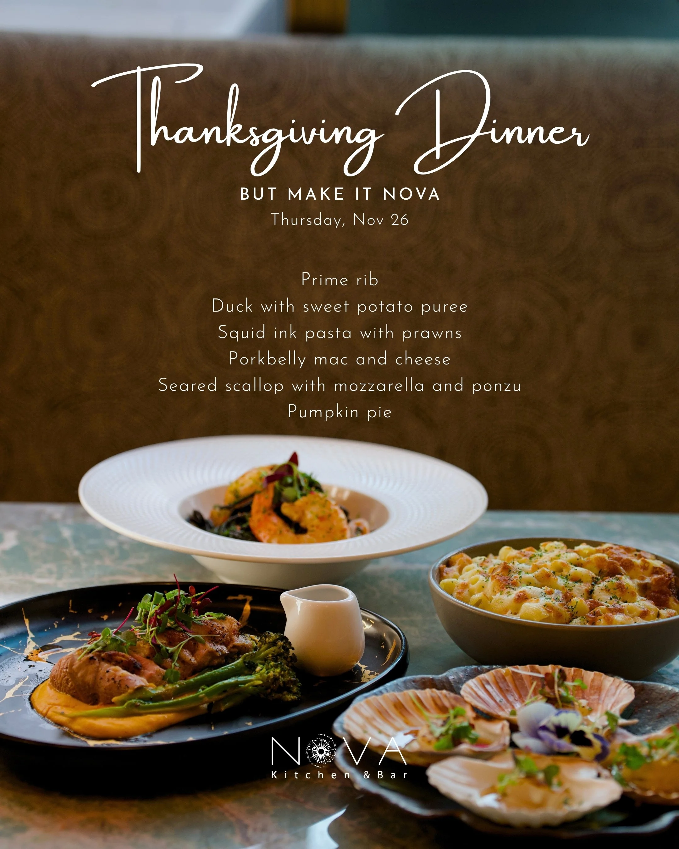 NOVA is open on Thanksgiving day! Come join the dinner!