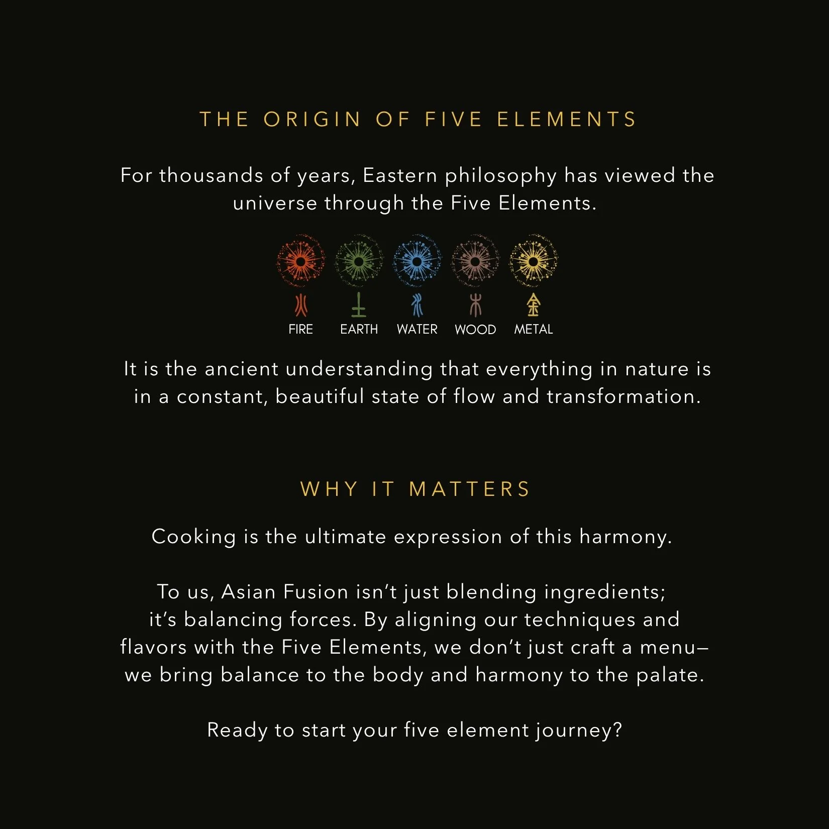 NOVA's five element concept for omakase