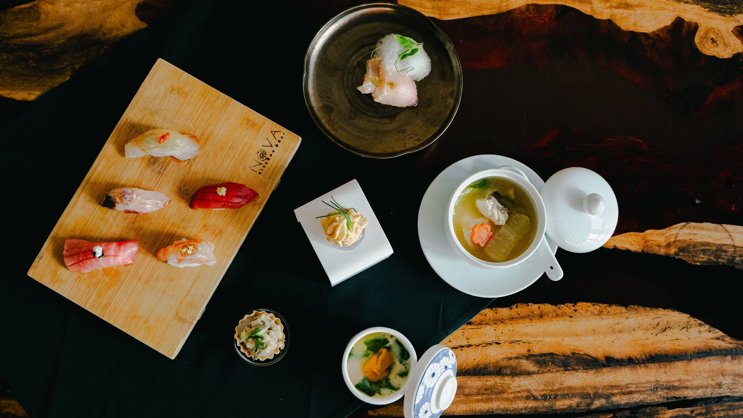 NOVA 5-element Omakase is available on Tuesdays and Wednesdays, offering 11-course experience and sake pairing.