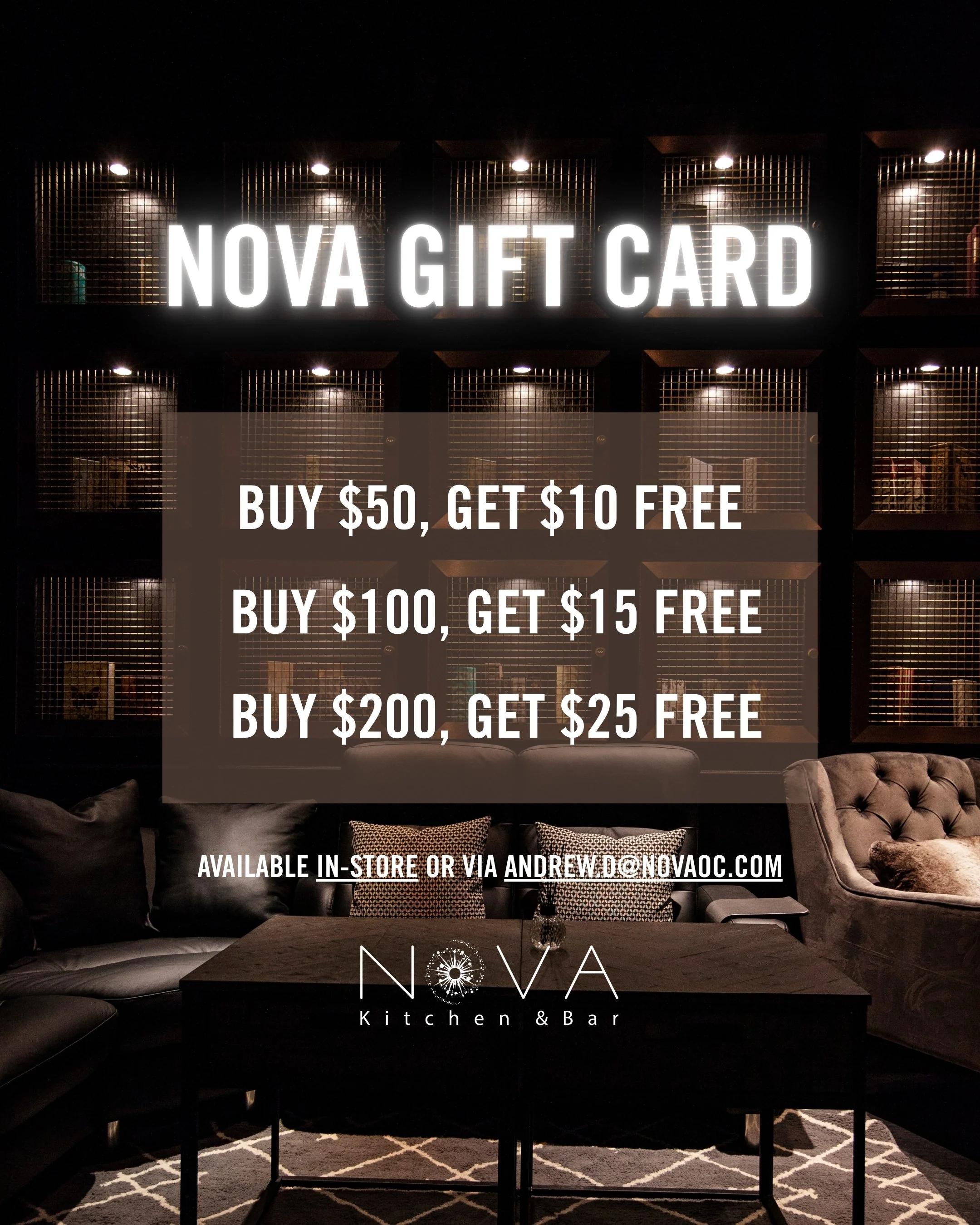 NOVA Gift Card is on sale now!