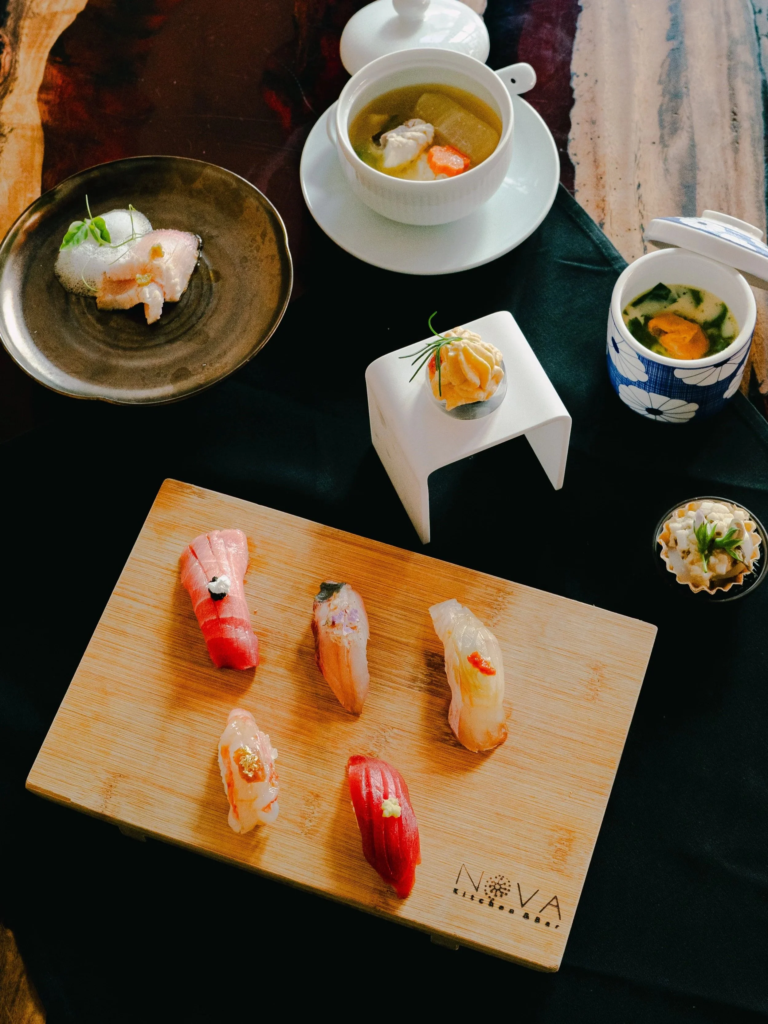 NOVA New 5 element omakase is available on Tuesdays and Wednesday with 11 courses and sake pairing