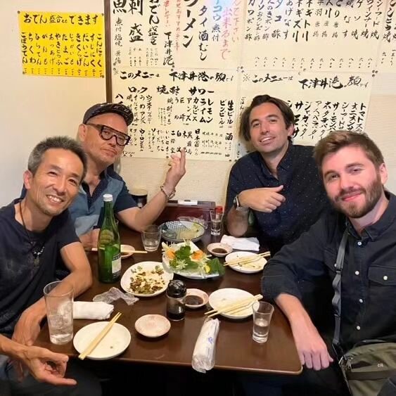 It's my birthday and I'm in Japan. Whoa. I'm having an amazing time playing and hanging with @jshore22 on this tour organized by the great @kawakamikohei. This picture is from the hang last night after the gig at Bird in Okayama. It has been a wild y
