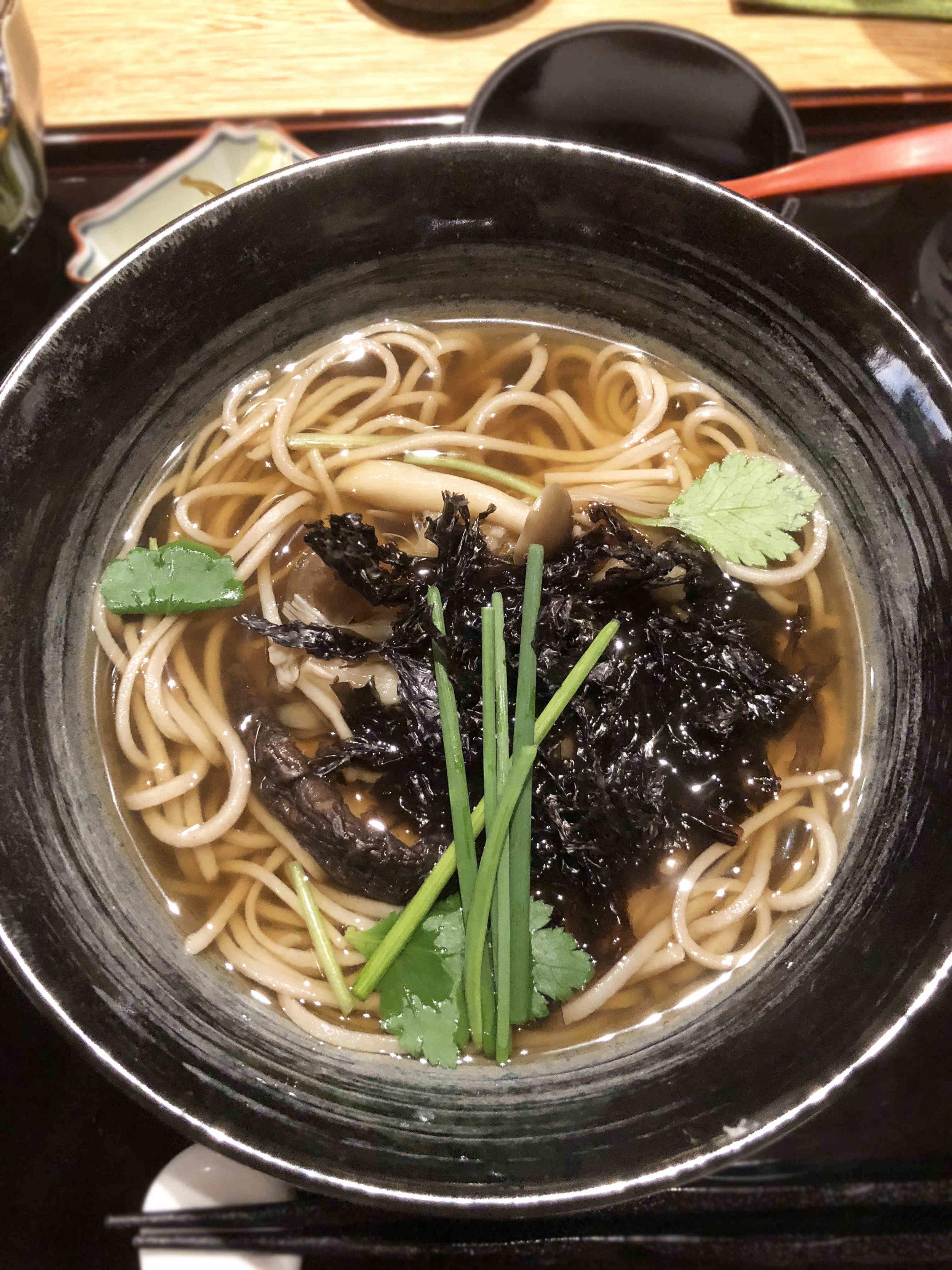 Rich udon with mushrooms