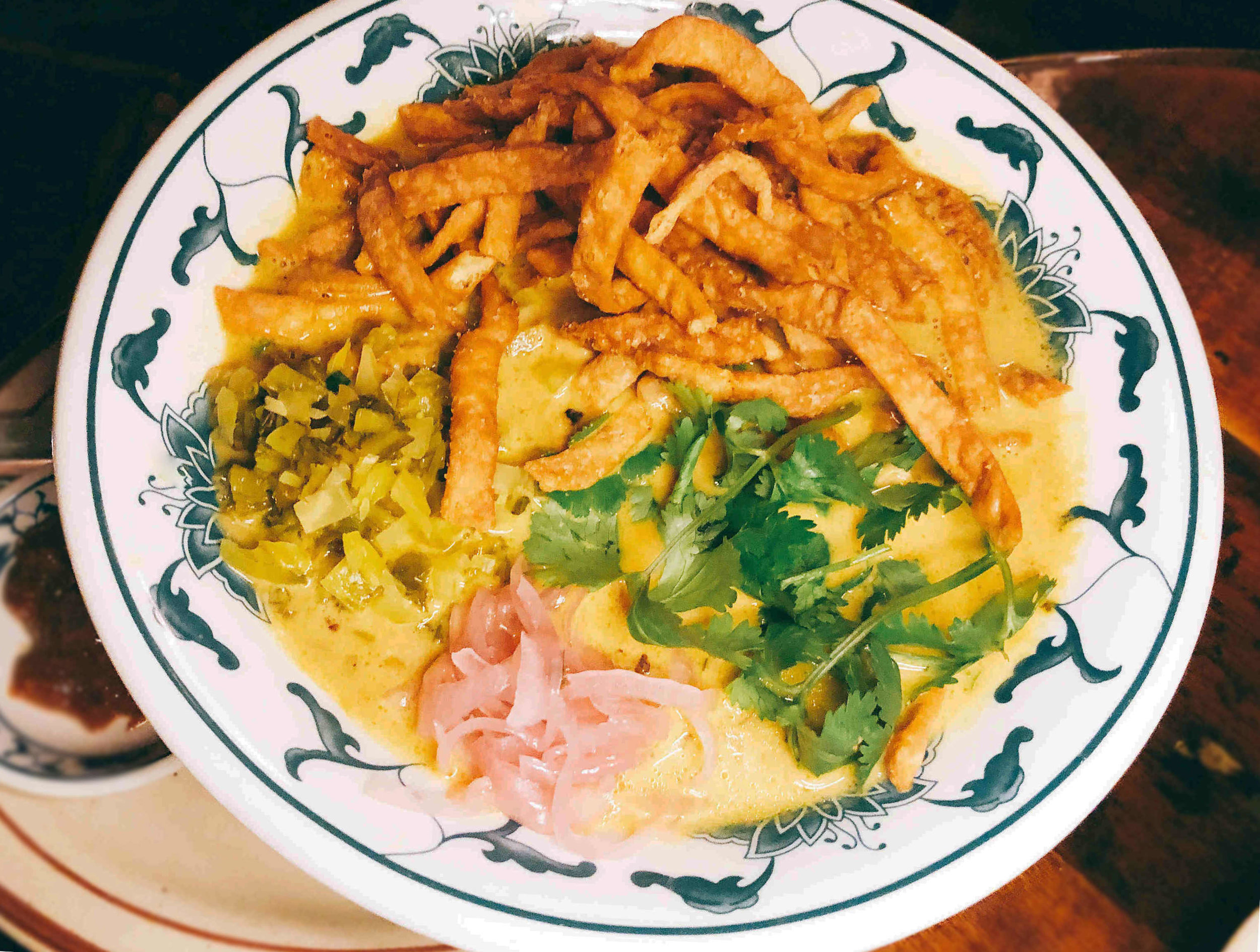 Northern style golden curry with homemade egg noodles