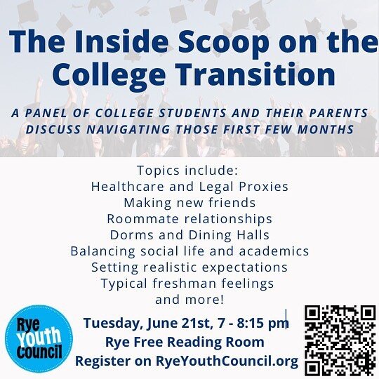 Join @ryeyouthcouncil on June 21st to learn about the college transition.