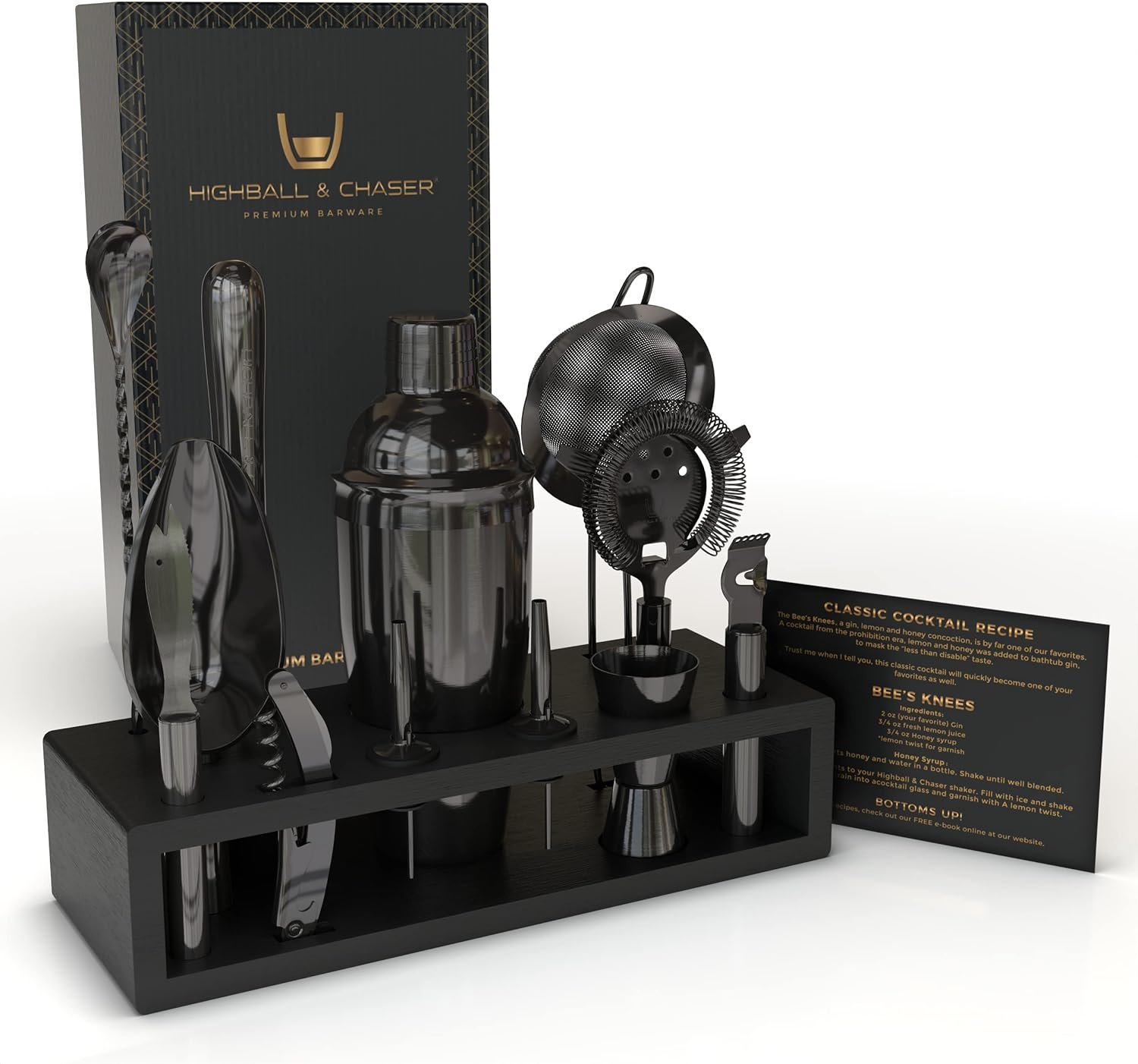 Black Cocktail Shaker Set