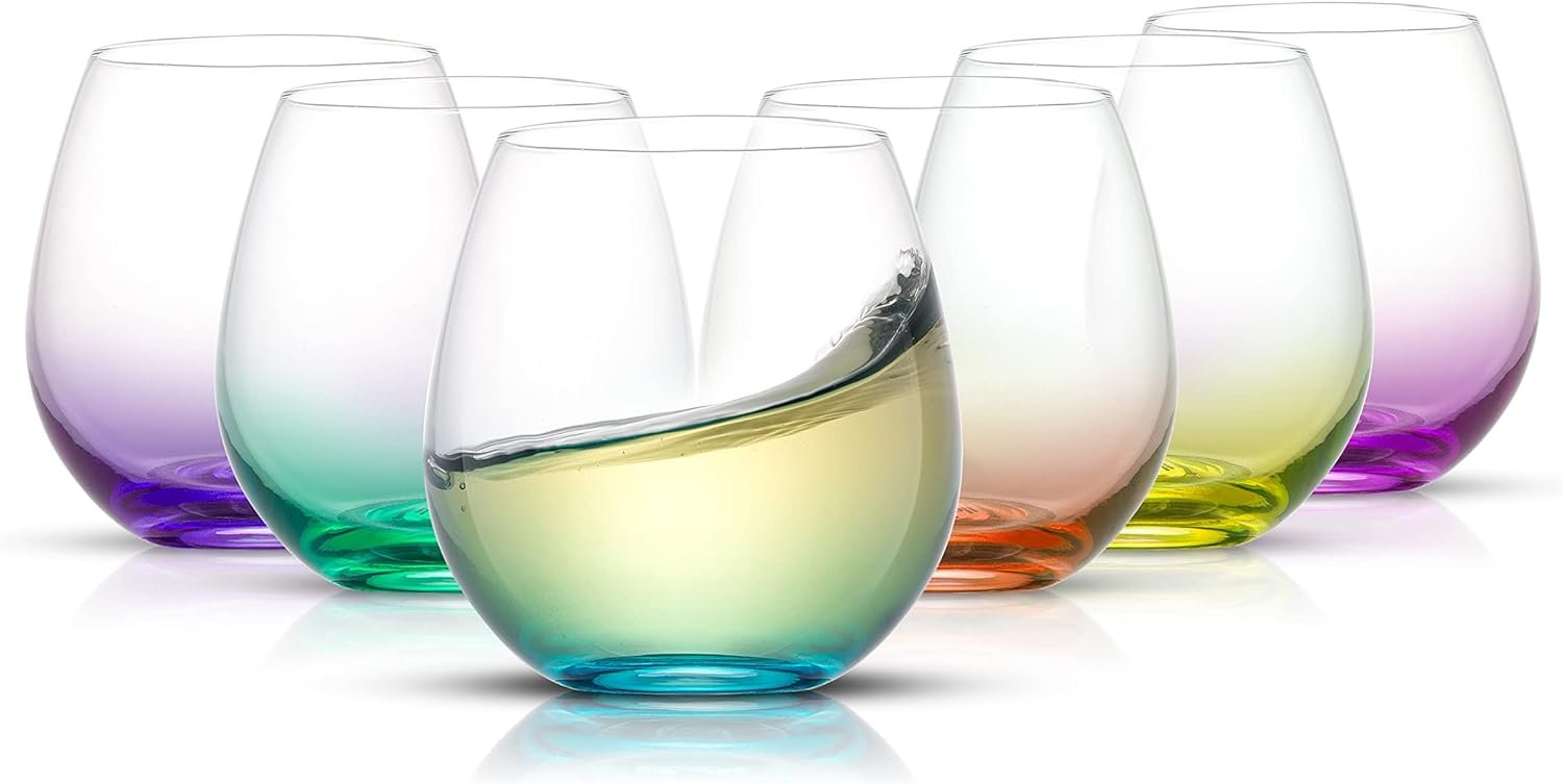 Colorful Stemless Wine Glasses