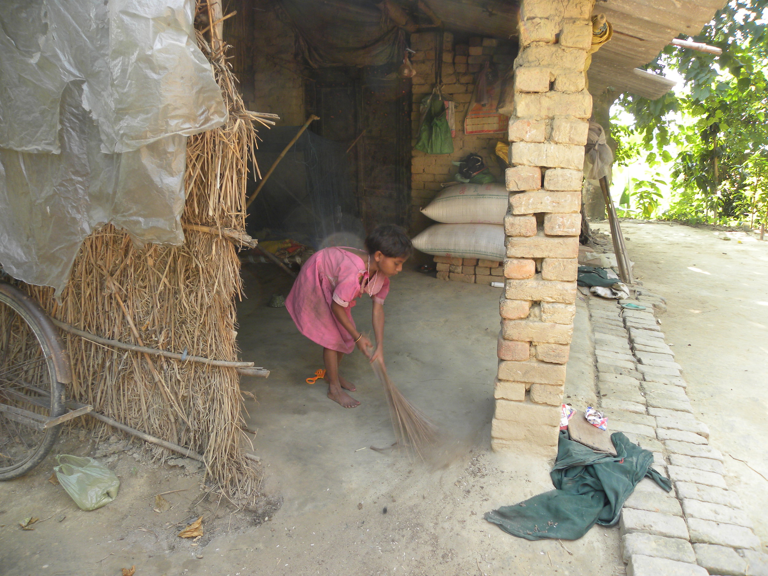  With the women taking care of the farming, young girls take care of household chores 