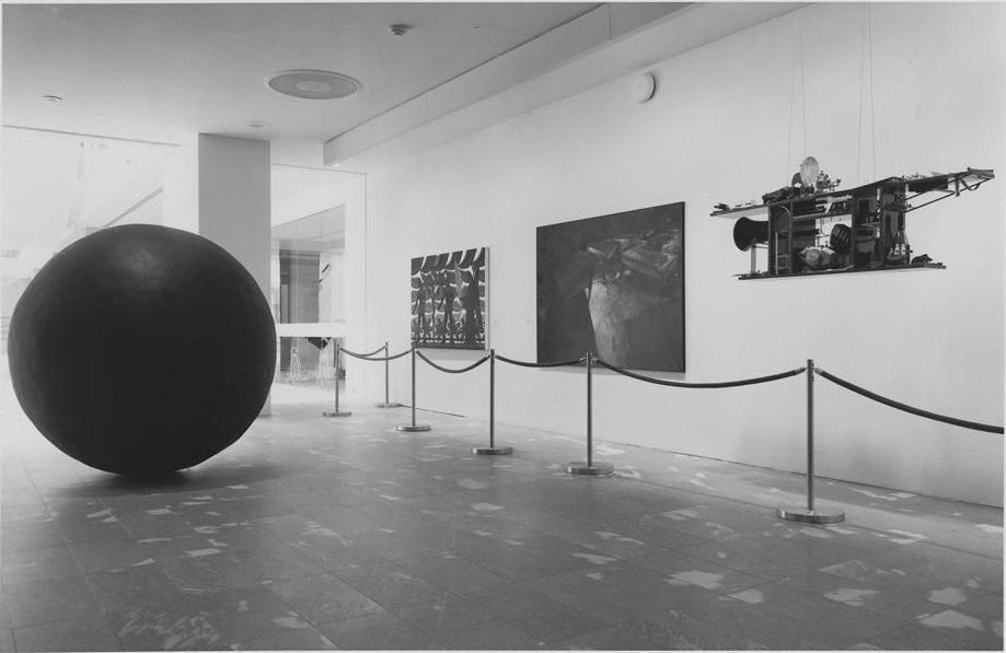 Photograph of Black Sphere at MoMA, 1984