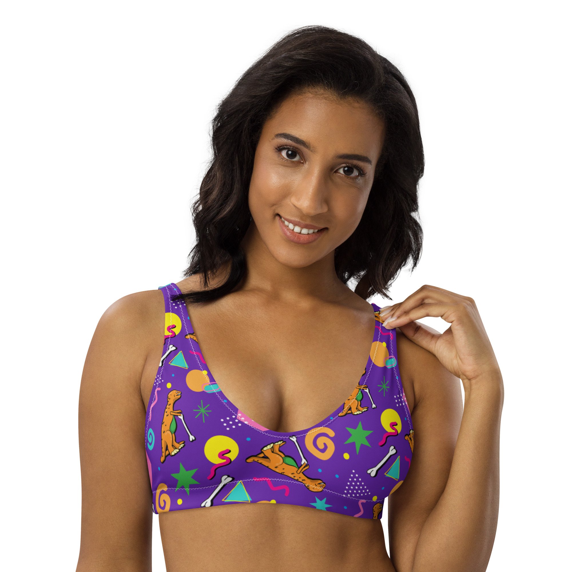 Rex the Dino Recycled padded bikini top - Purple — Squatch & Siren