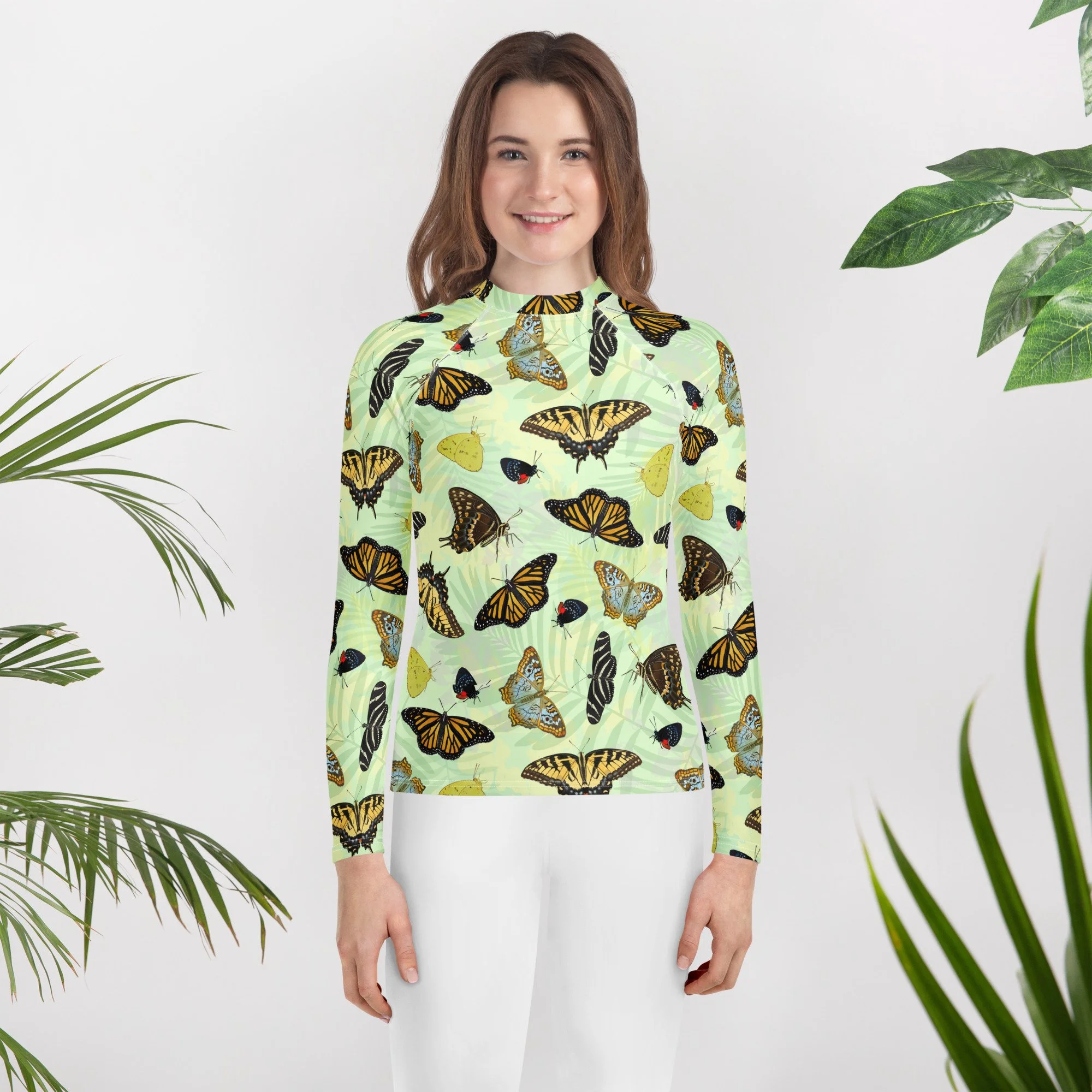 Butterfly Garden Eco-Friendly Youth Rash Guard Sizes 8-20