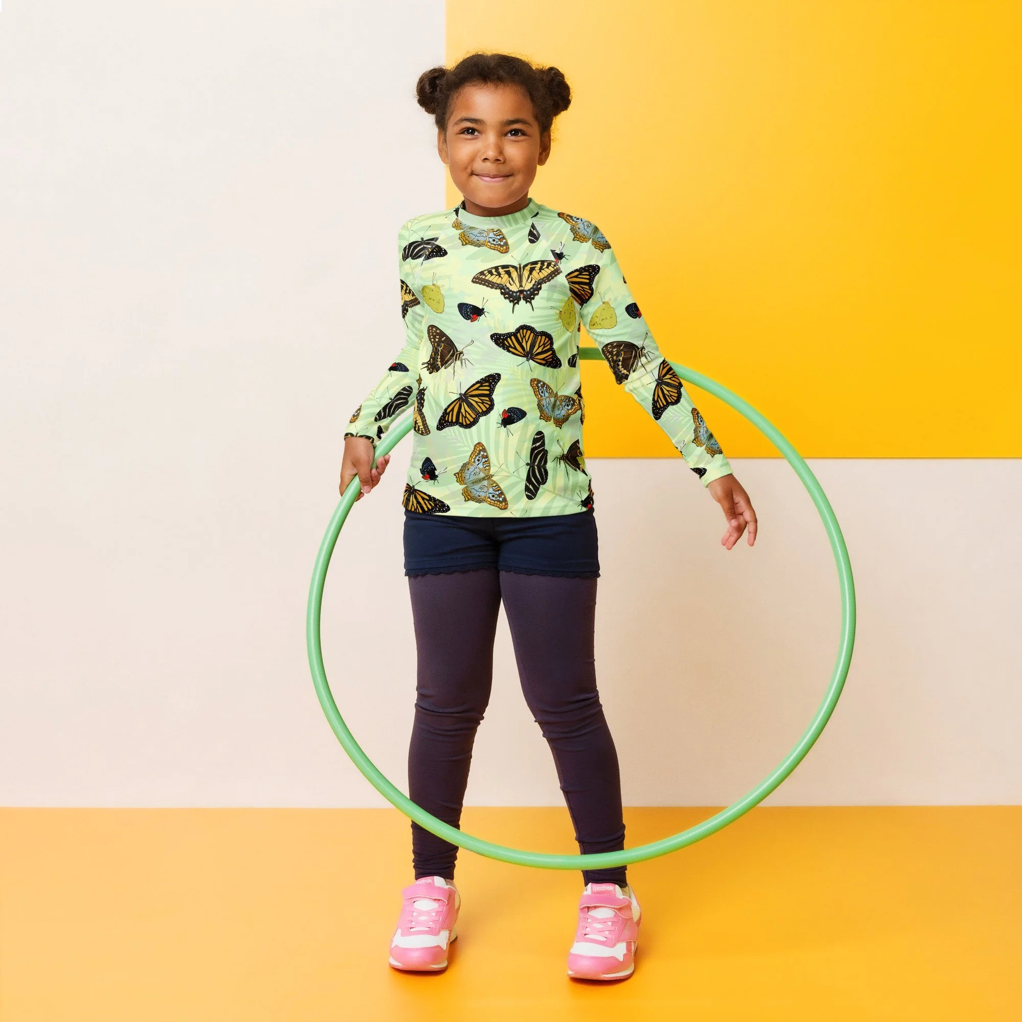 Butterfly Garden Eco-Friendly Kids Rash Guard Sizes 2T-7