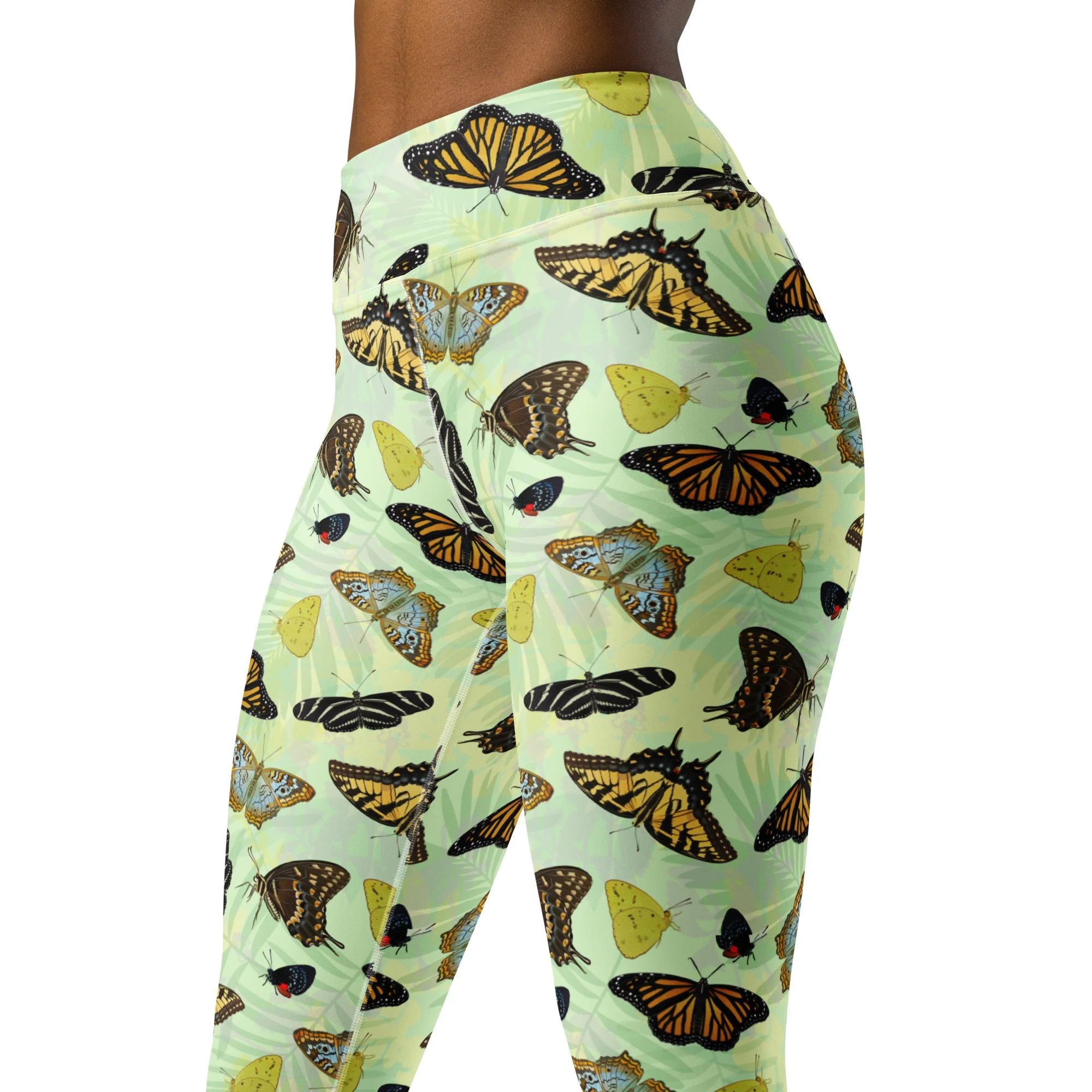 Butterfly Garden Eco-Friendly Swim, Dive, Yoga, Gardening Leggings - No Pocket