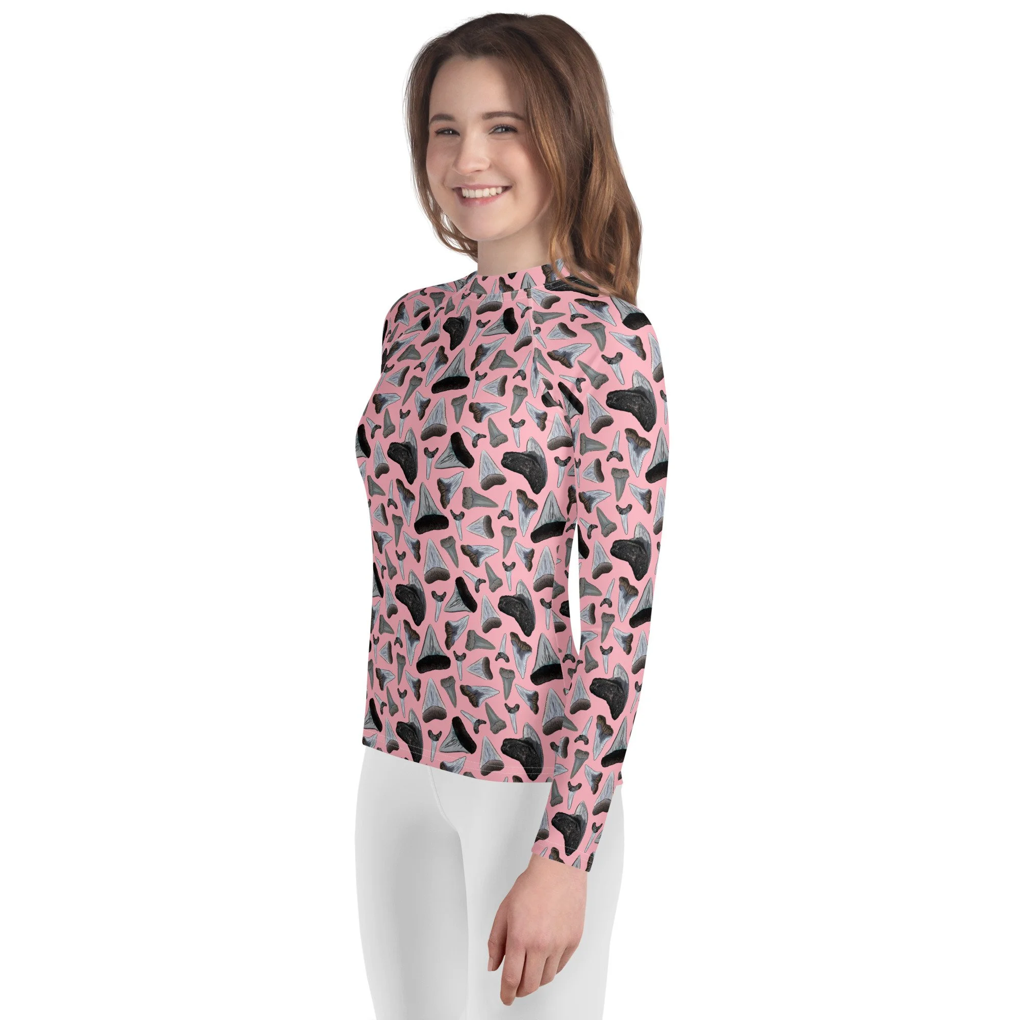 Shark Tooth Collection Eco-Friendly Youth Rash Guard - Pink Sands