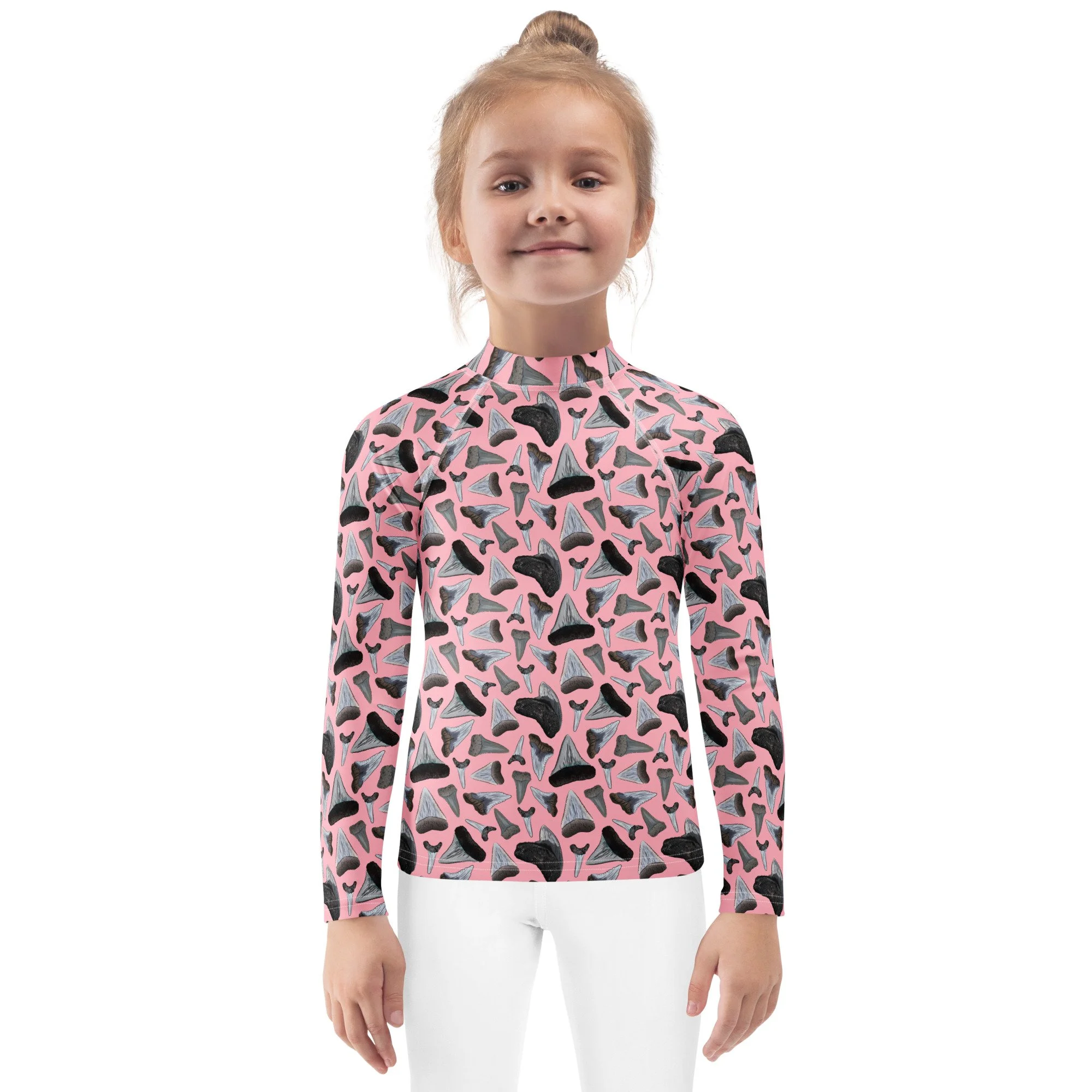 Shark Tooth Collection Eco-Friendly Kids Rash Guard - Pink Sands