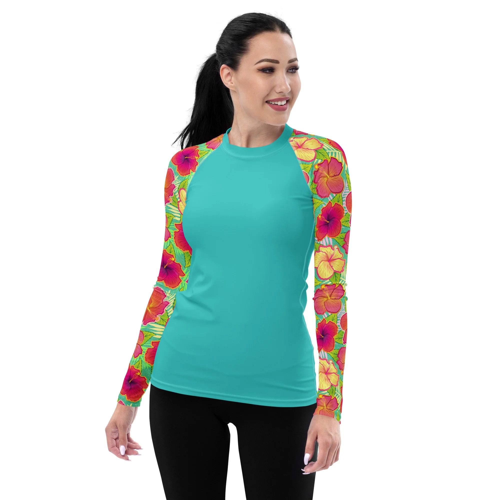 Tropical Hibiscus Eco-Friendly Women's Full Rash Guard