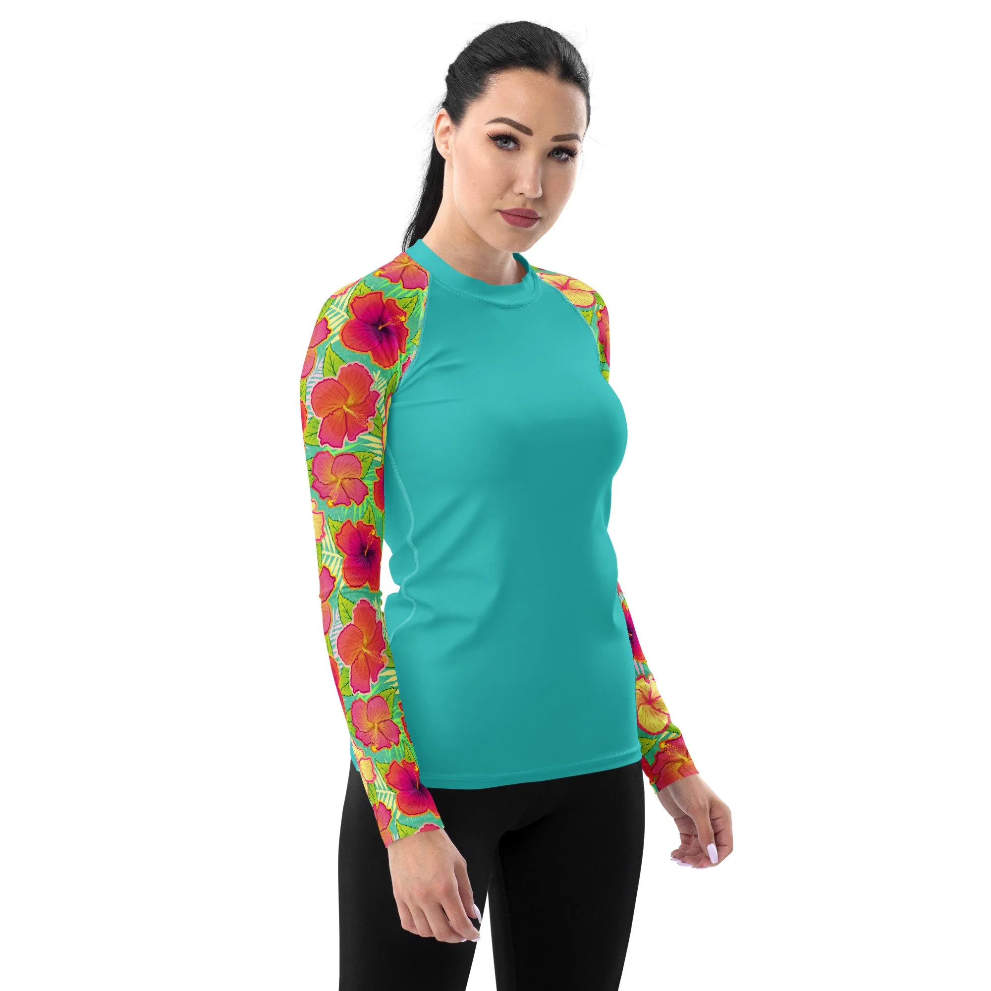 Tropical Hibiscus Eco-Friendly Women's Full Rash Guard
