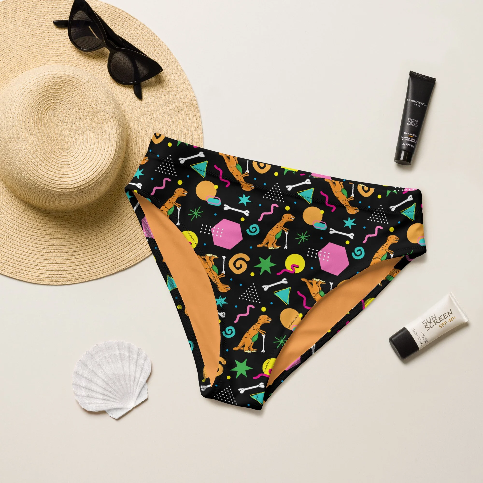 Rex the Dino Eco-Friendly High-Waisted Bikini Bottom