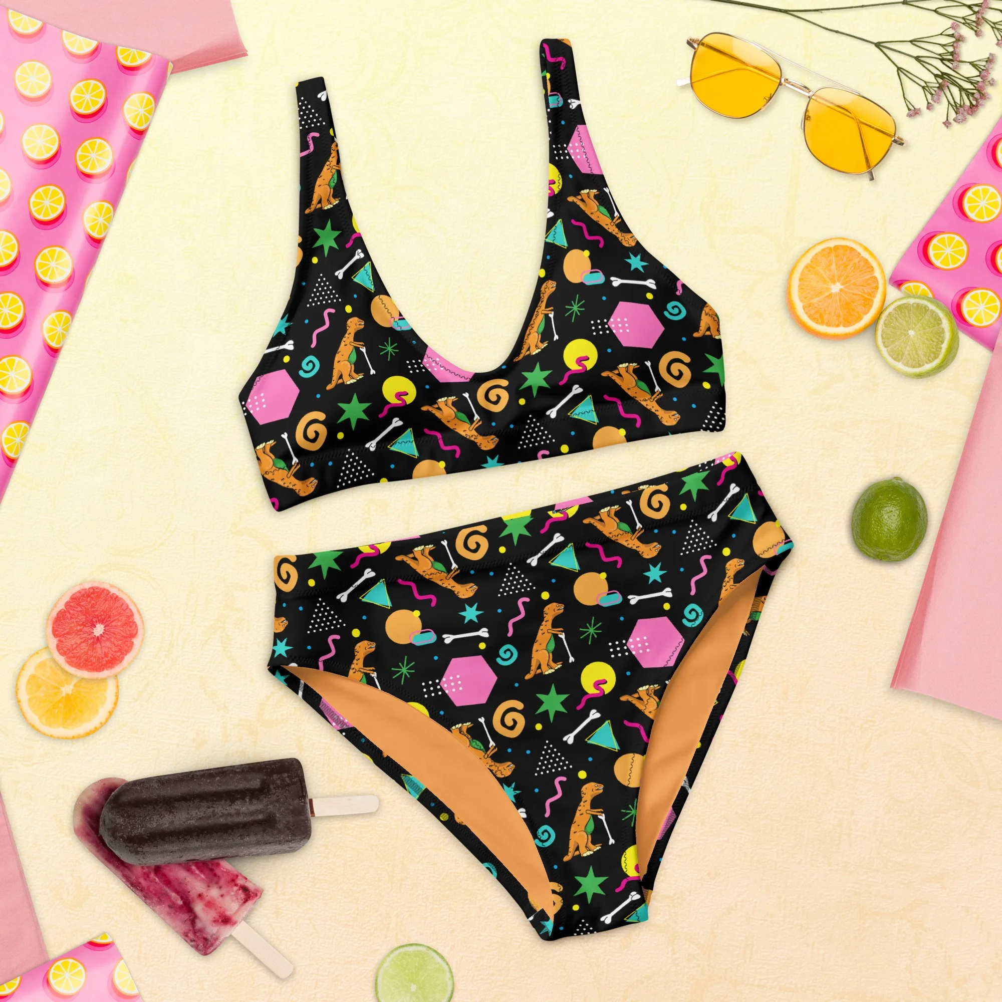 Rex the Dino Eco-Friendly High-Waisted Bikini Set