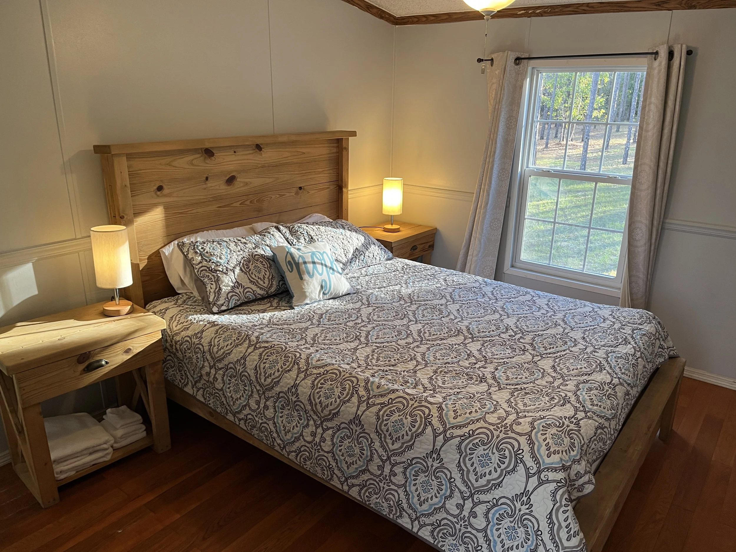 Spacious bedroom at the Spring Hideway Home AirBnb in High Springs Florida