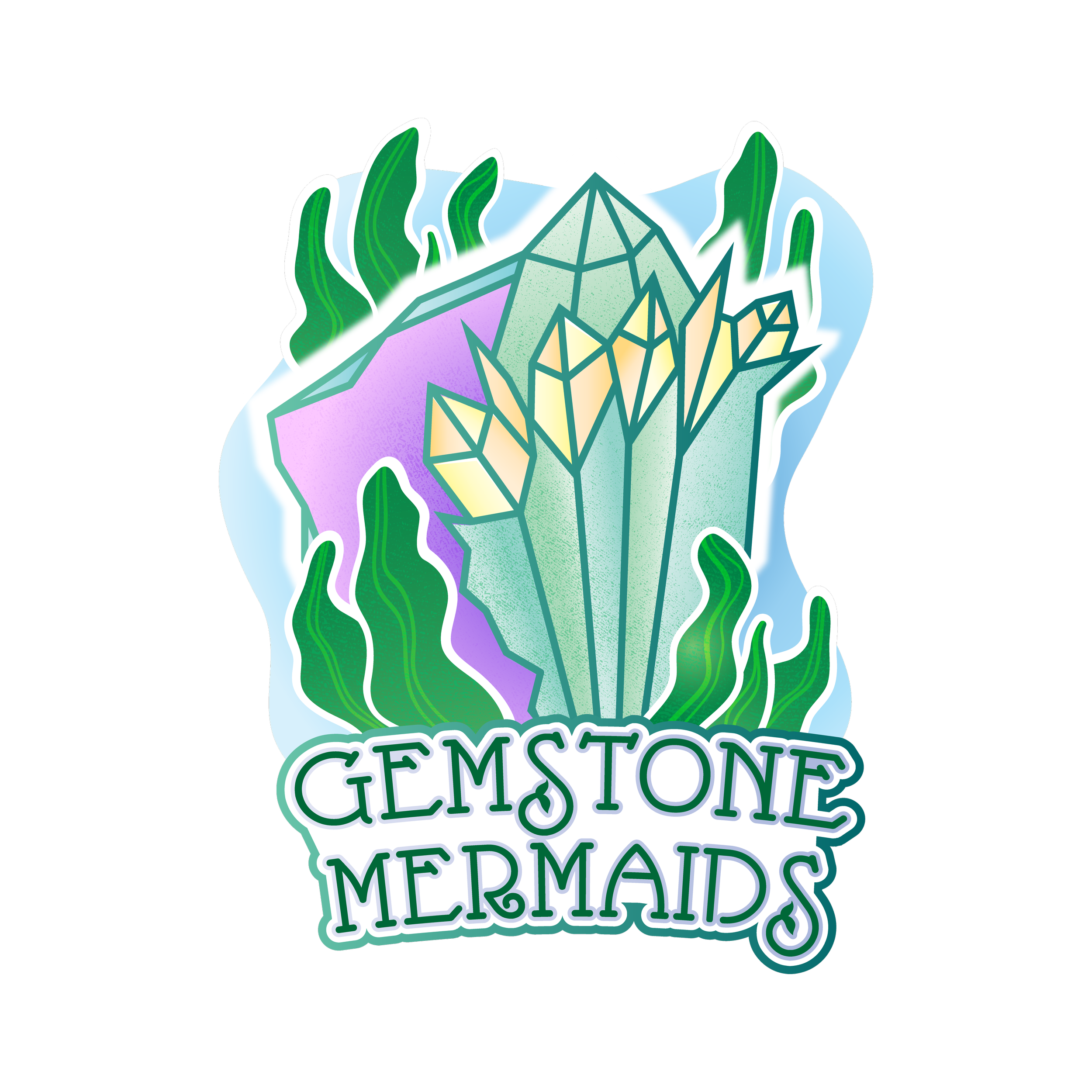 Gemstone mermaids logo design and branding design by Serena Bass of Squatch and Siren, LLC.