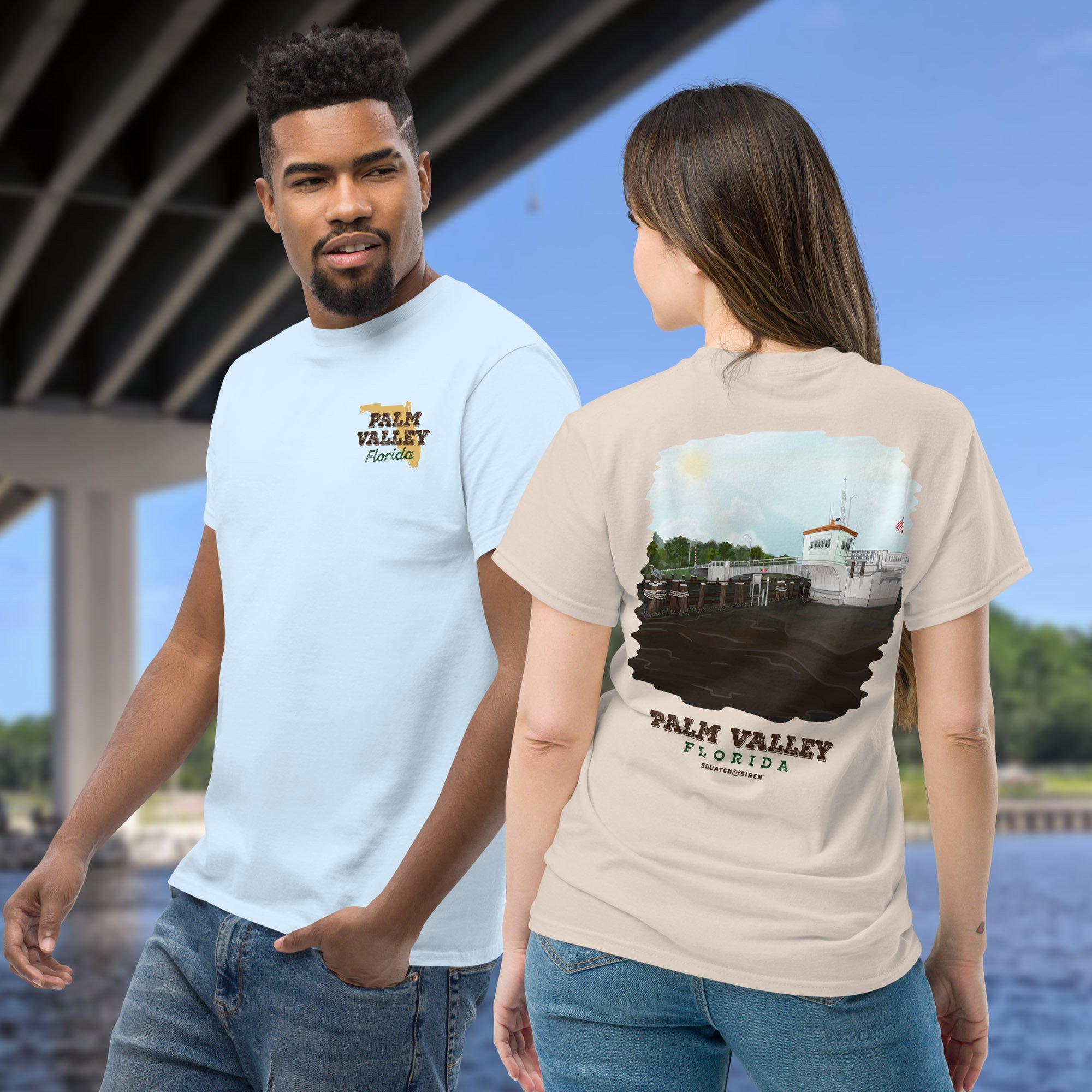 Palm Vallley Bridge T-Shirt - Bridge Down - Man and Woman.jpg