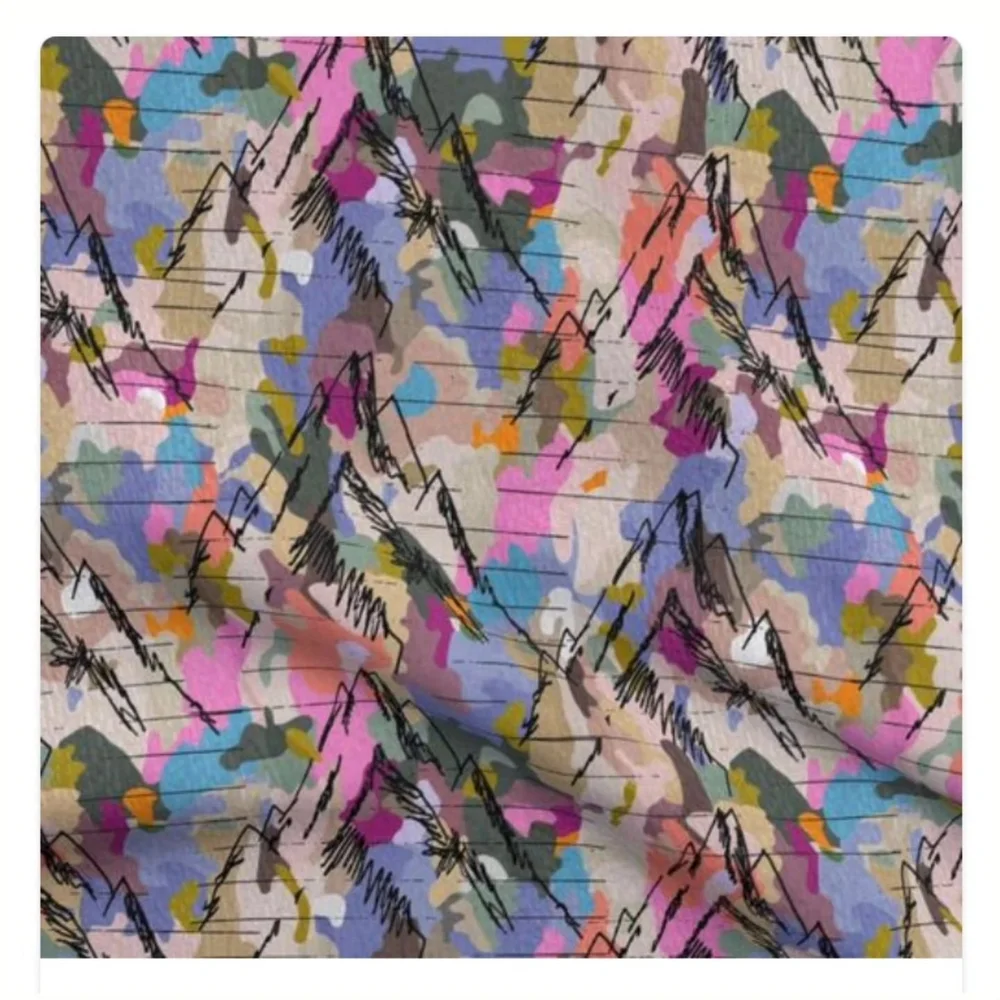 New design available for licensing and as wallpaper and fabric in my #spoonflower shop. This alpine-camo print was inspired by my time in the #dolomites (scroll to see an initial sketch in my diary and a photo of me in Tre Cime). When I was working o