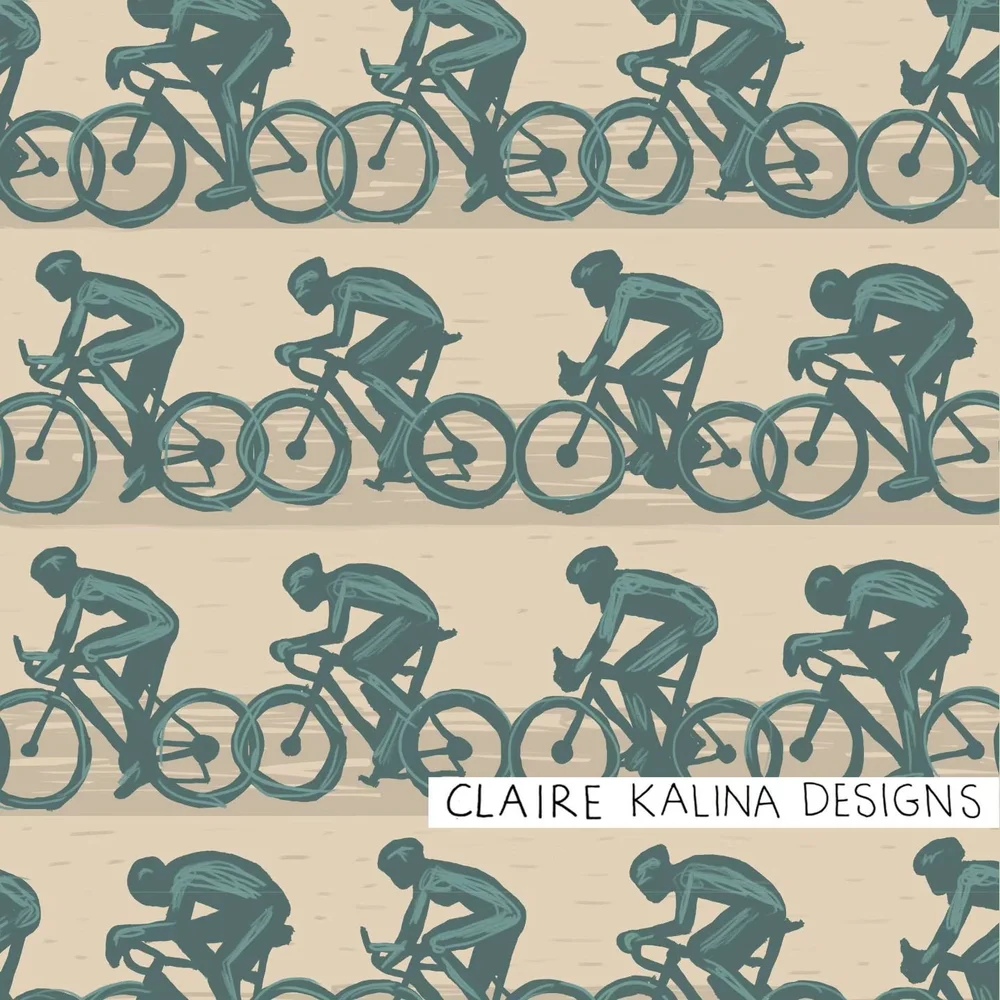 I've spent the past month in a small, hilly town in Italy where bikers and athletes train for the olympics. This design was inspired by the energy and the motion of the bikers we see whizzing by us. Now available in my #spoonflower shop. 

#roadbikin