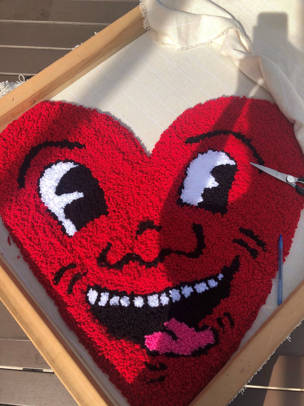 Heart Tufted Wall Mirror Red Heart Punch Needle Rug Mirror -  in 2023