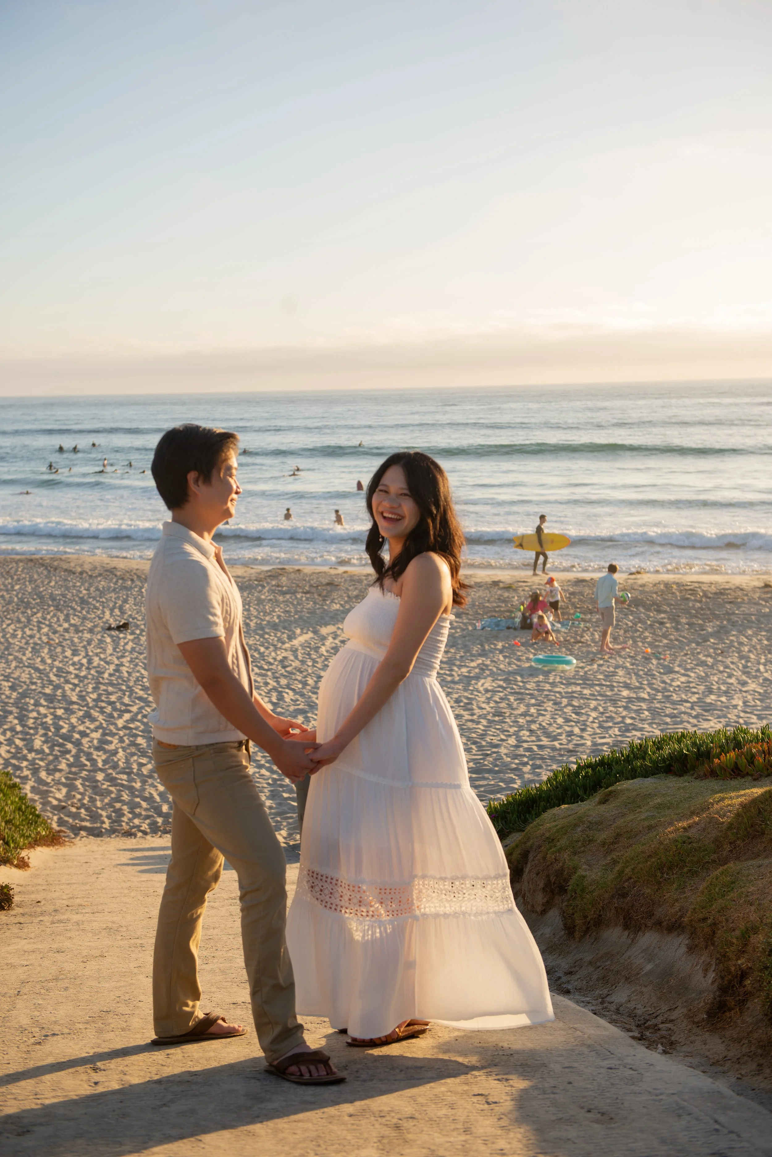 Becca and Daniel Del Mar Beach Maternity Session-148.jpg