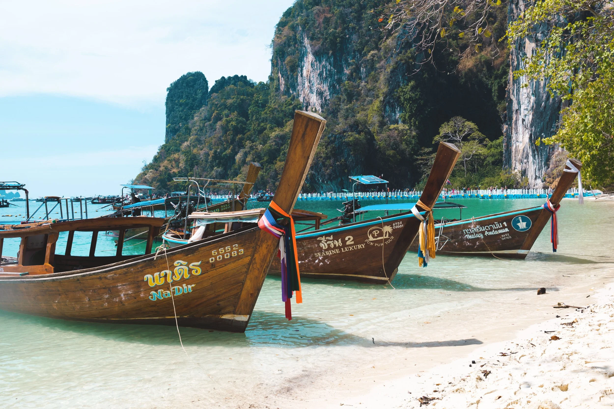 thai long tail boats on hong island